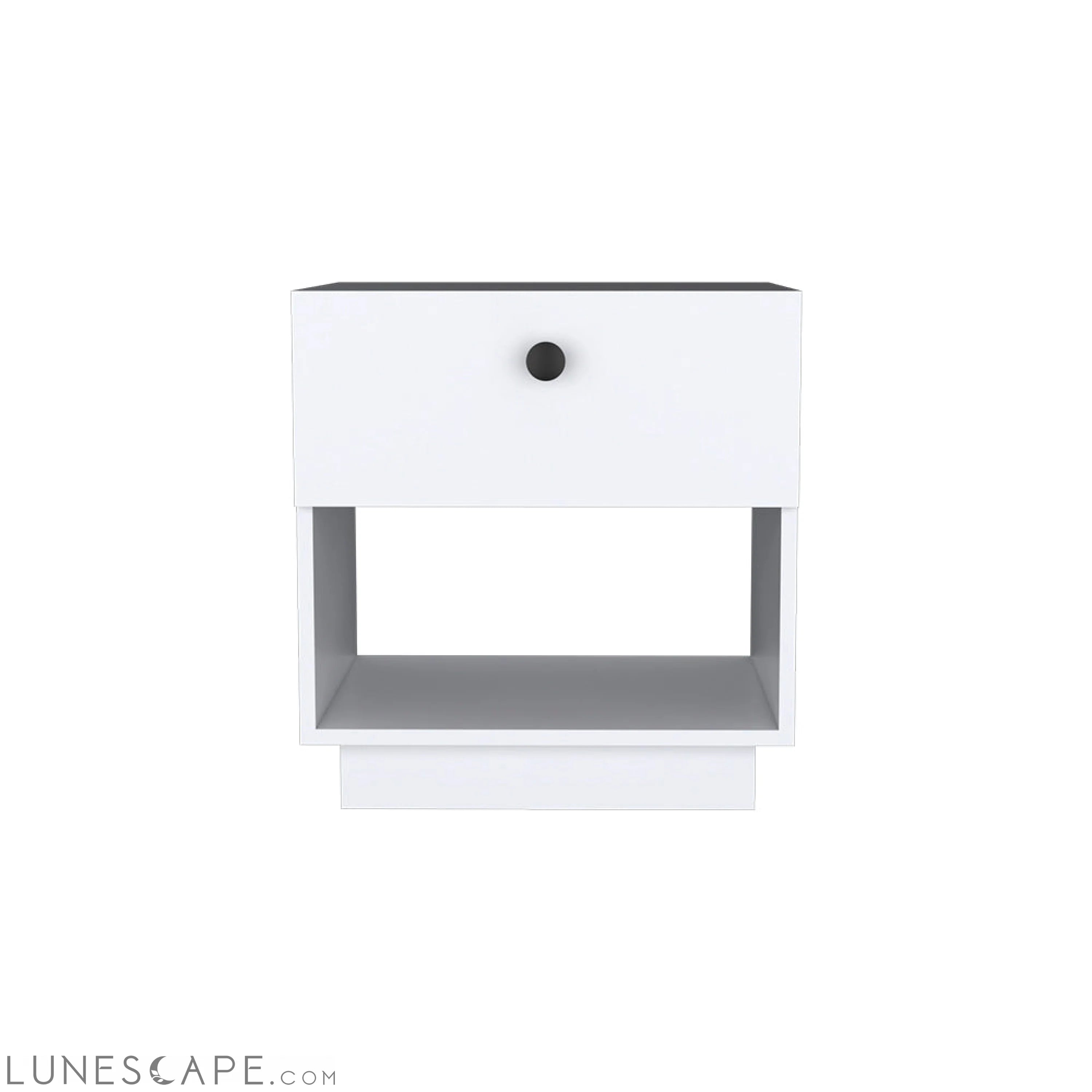 Nightstand Viliigili, One Drawer, White Finish LUNESCAPE