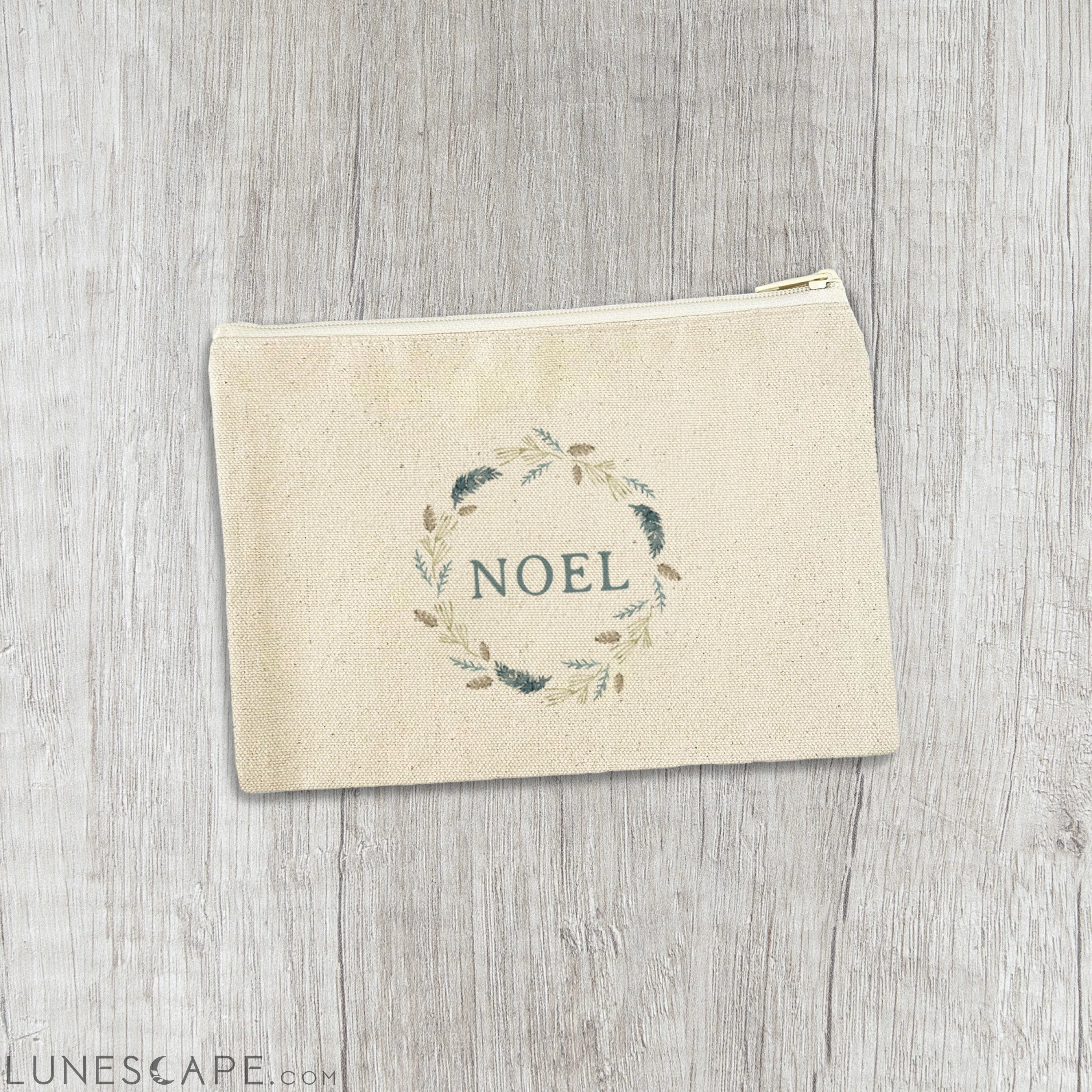 Noel Pine Wreath - Canvas Zipper Pouch LUNESCAPE