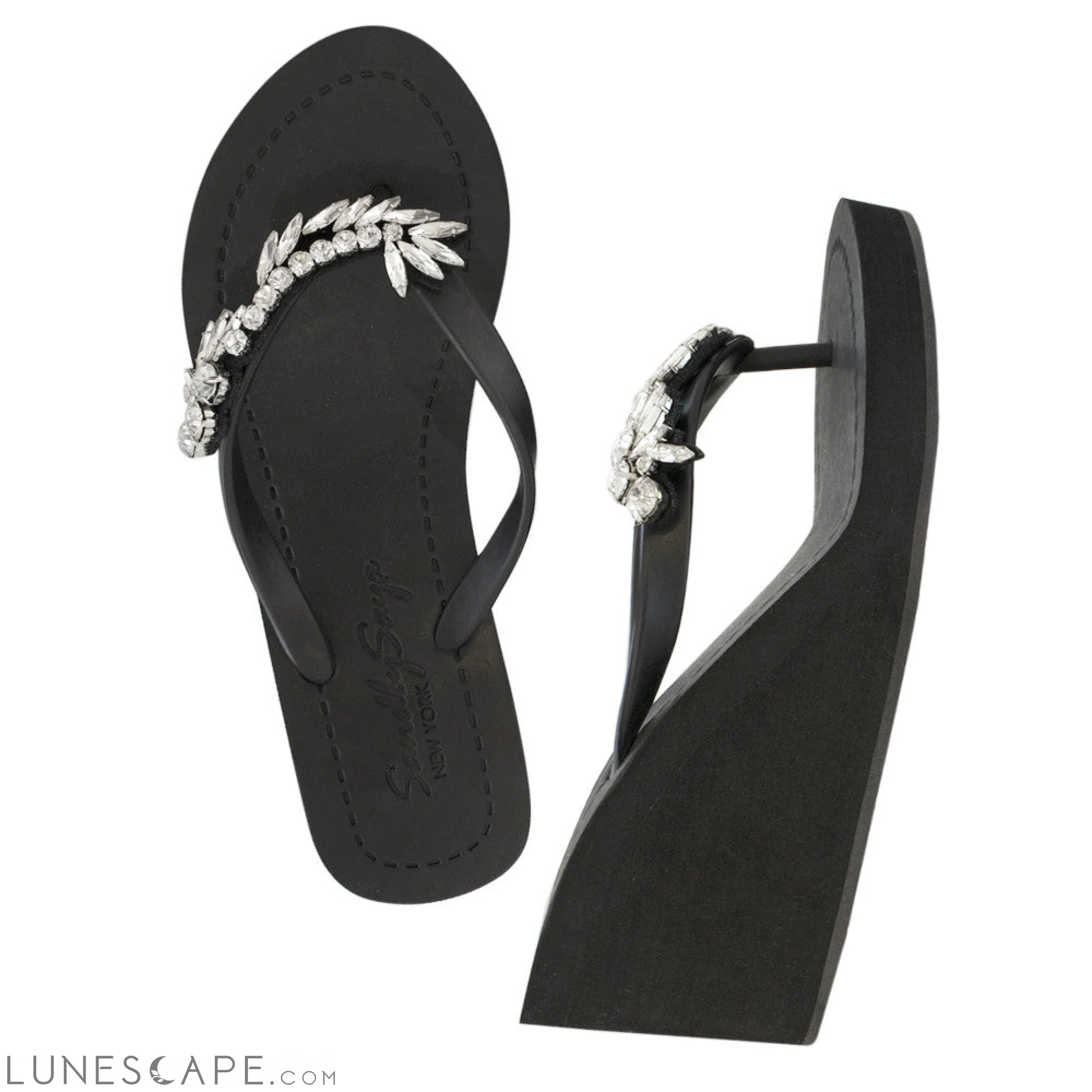 Nomad - Rhine Stone Embellished Women's High Wedge Flip Flops Sandal LUNESCAPE