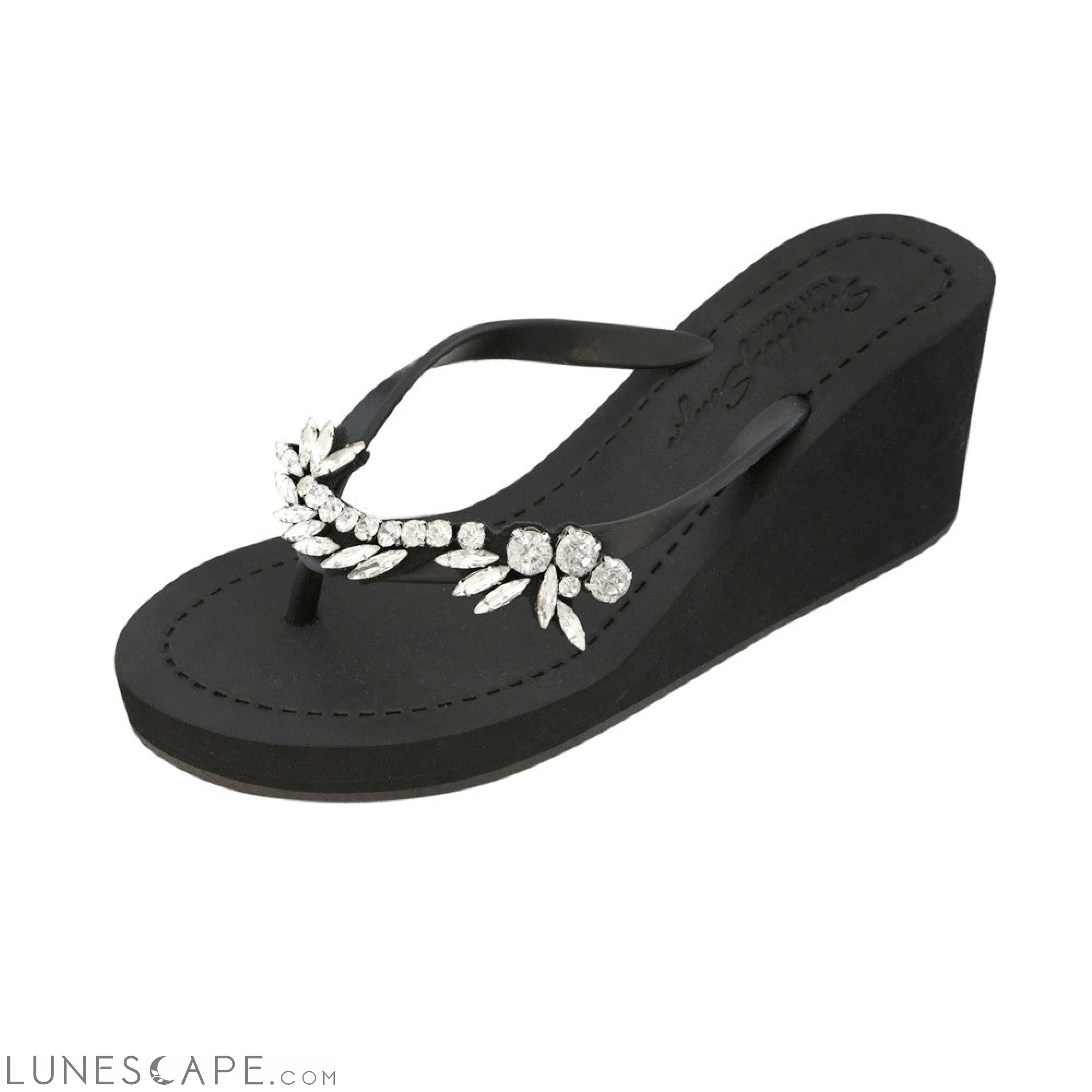 Nomad - Rhine Stone Embellished Women's High Wedge Flip Flops Sandal LUNESCAPE