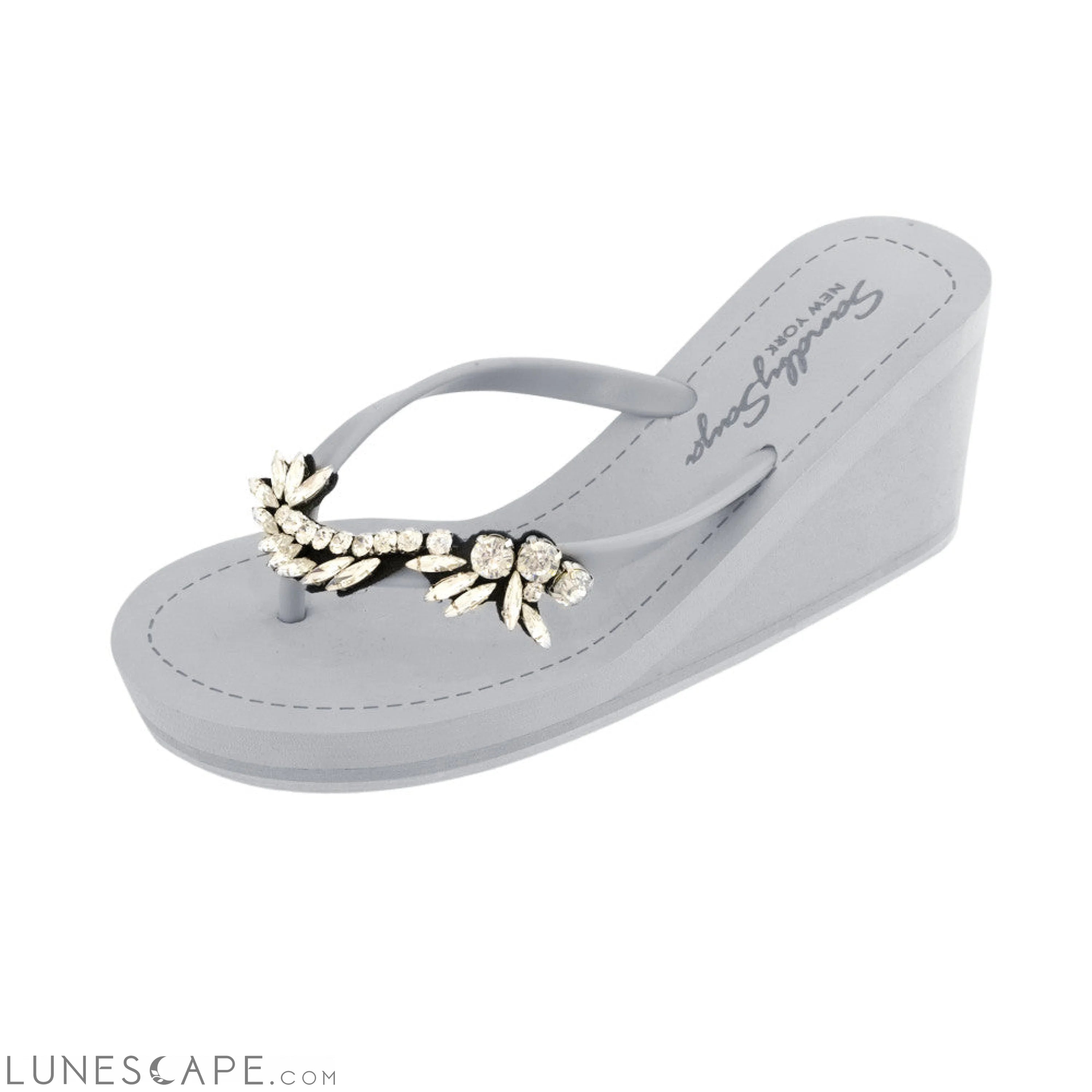 Nomad - Rhine Stone Embellished Women's High Wedge Flip Flops Sandal LUNESCAPE