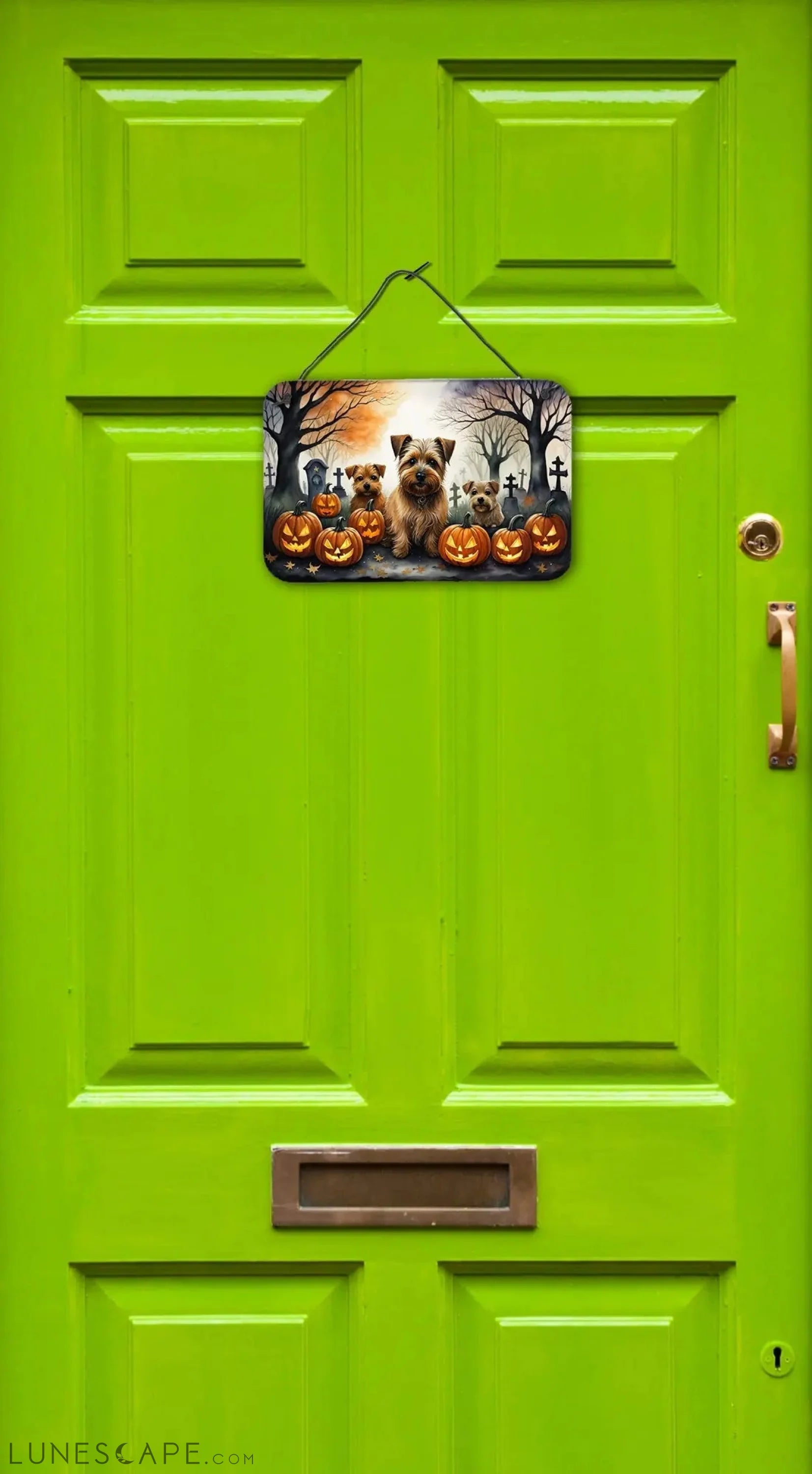 Norfolk Terrier Spooky Halloween Wall or Door Hanging Prints LUNESCAPE