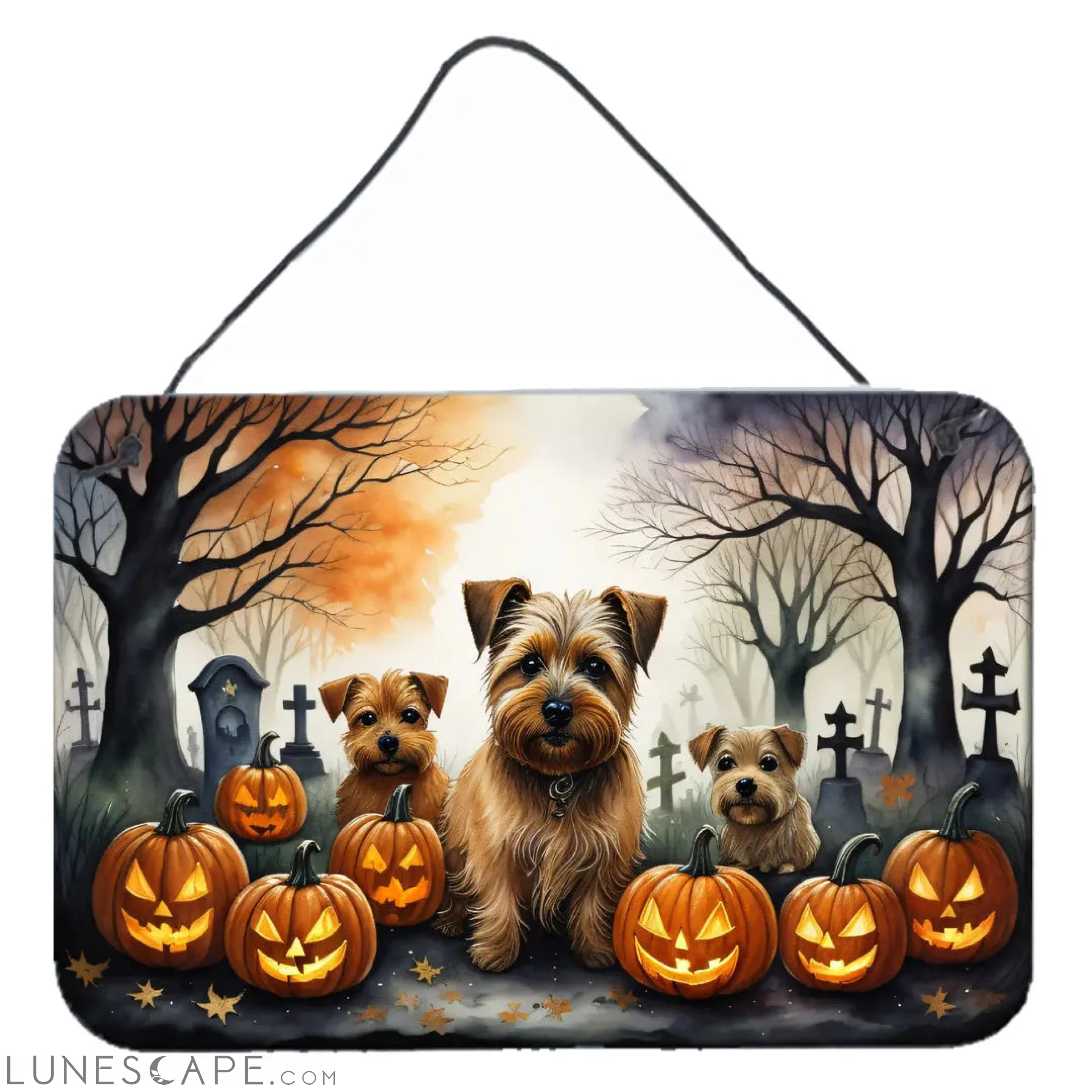 Norfolk Terrier Spooky Halloween Wall or Door Hanging Prints LUNESCAPE