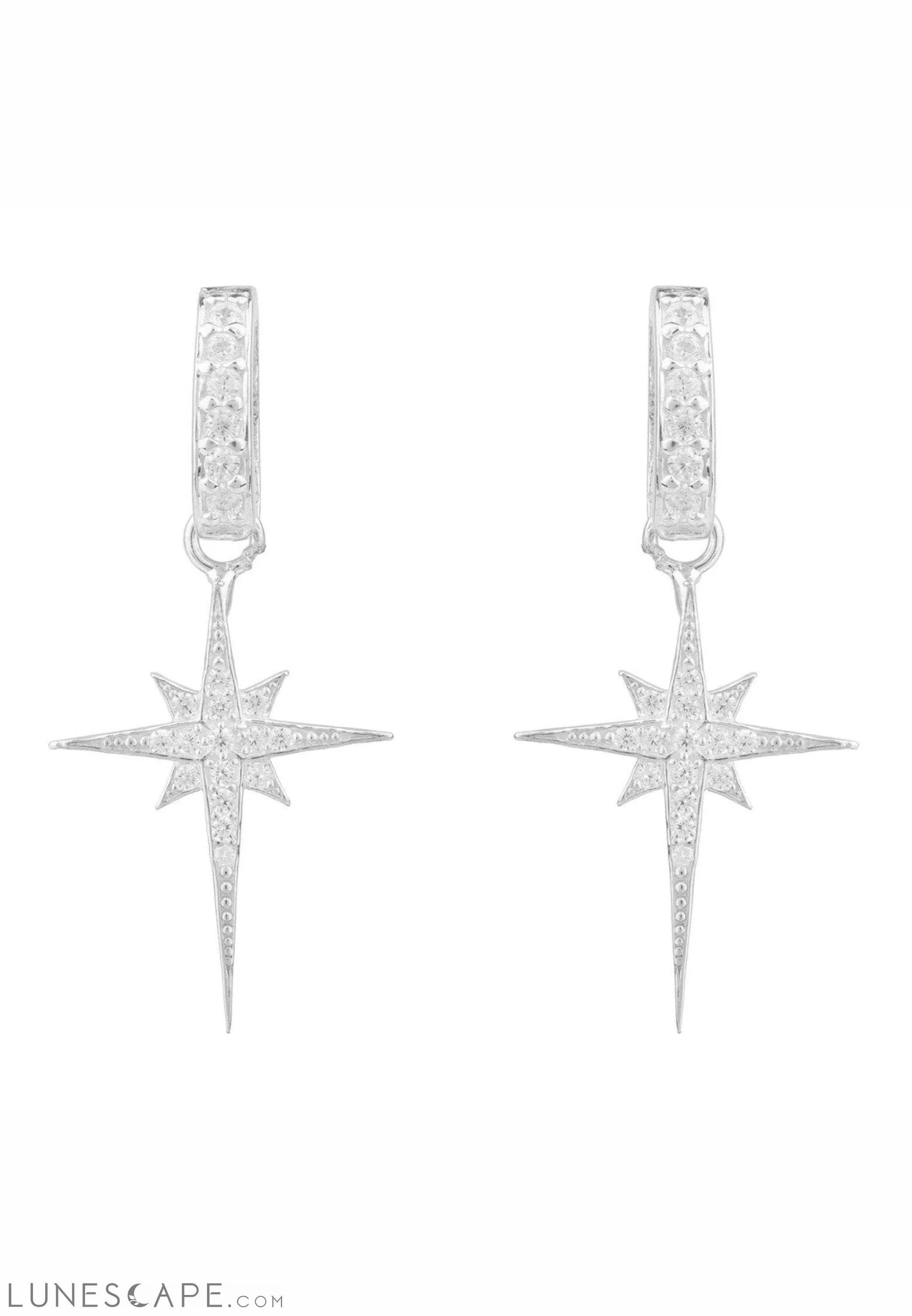 North Star Burst Small Drop Earring Silver LUNESCAPE