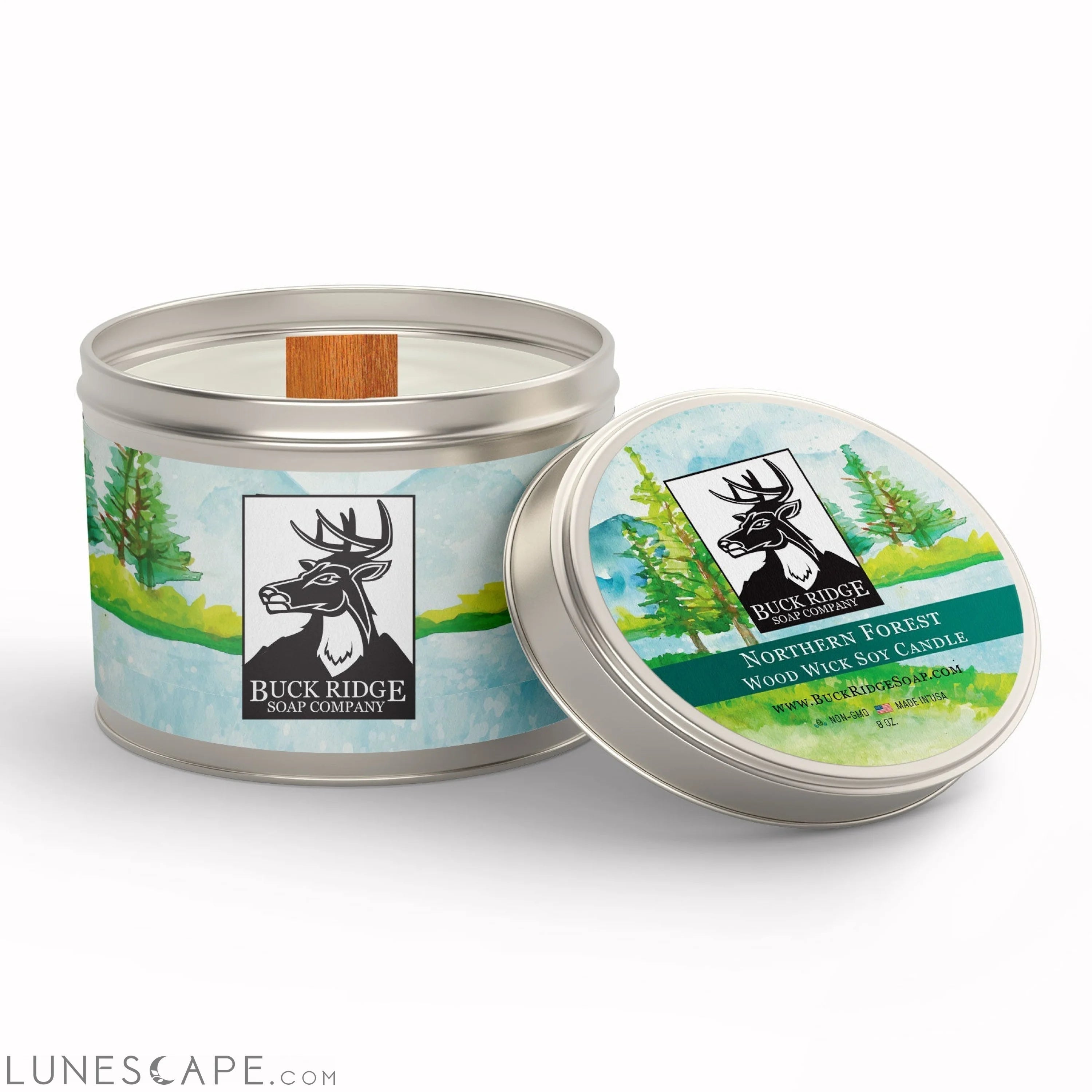 Northern Forest Sustainable Wood Wick Soy Candle LUNESCAPE