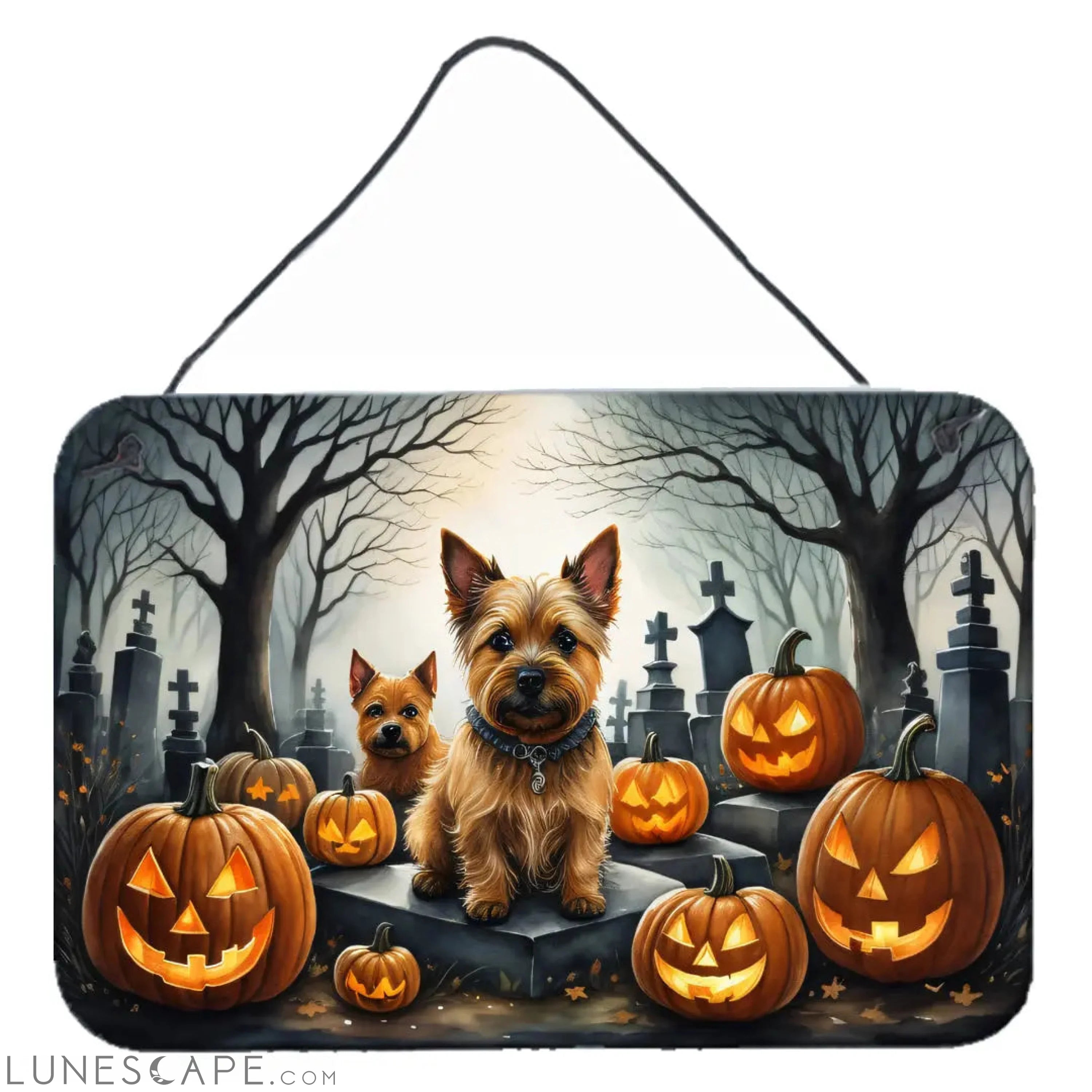 Norwich Terrier Spooky Halloween Wall or Door Hanging Prints LUNESCAPE