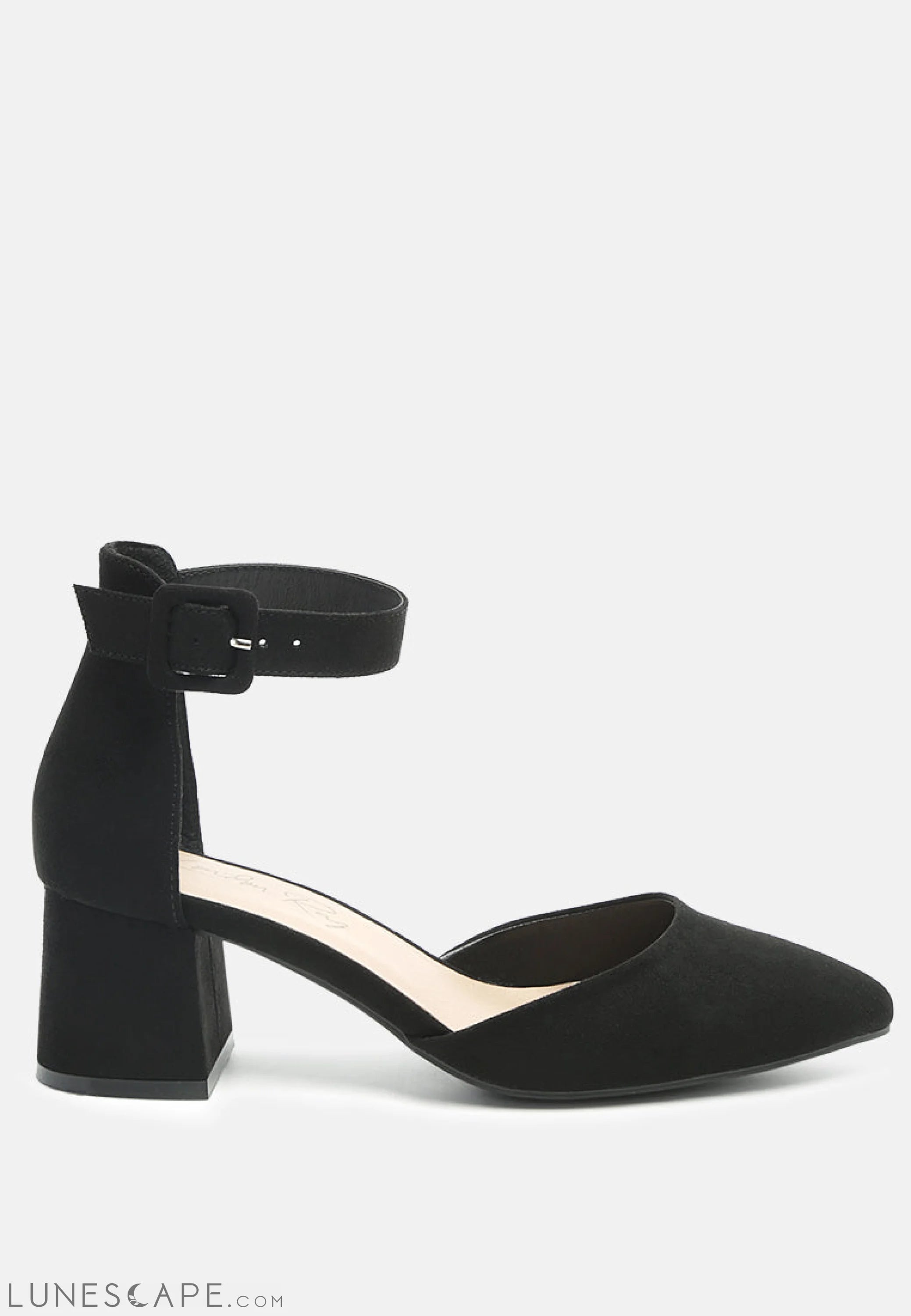 Nymph Faux Leather Low Block Heel Sandals LUNESCAPE