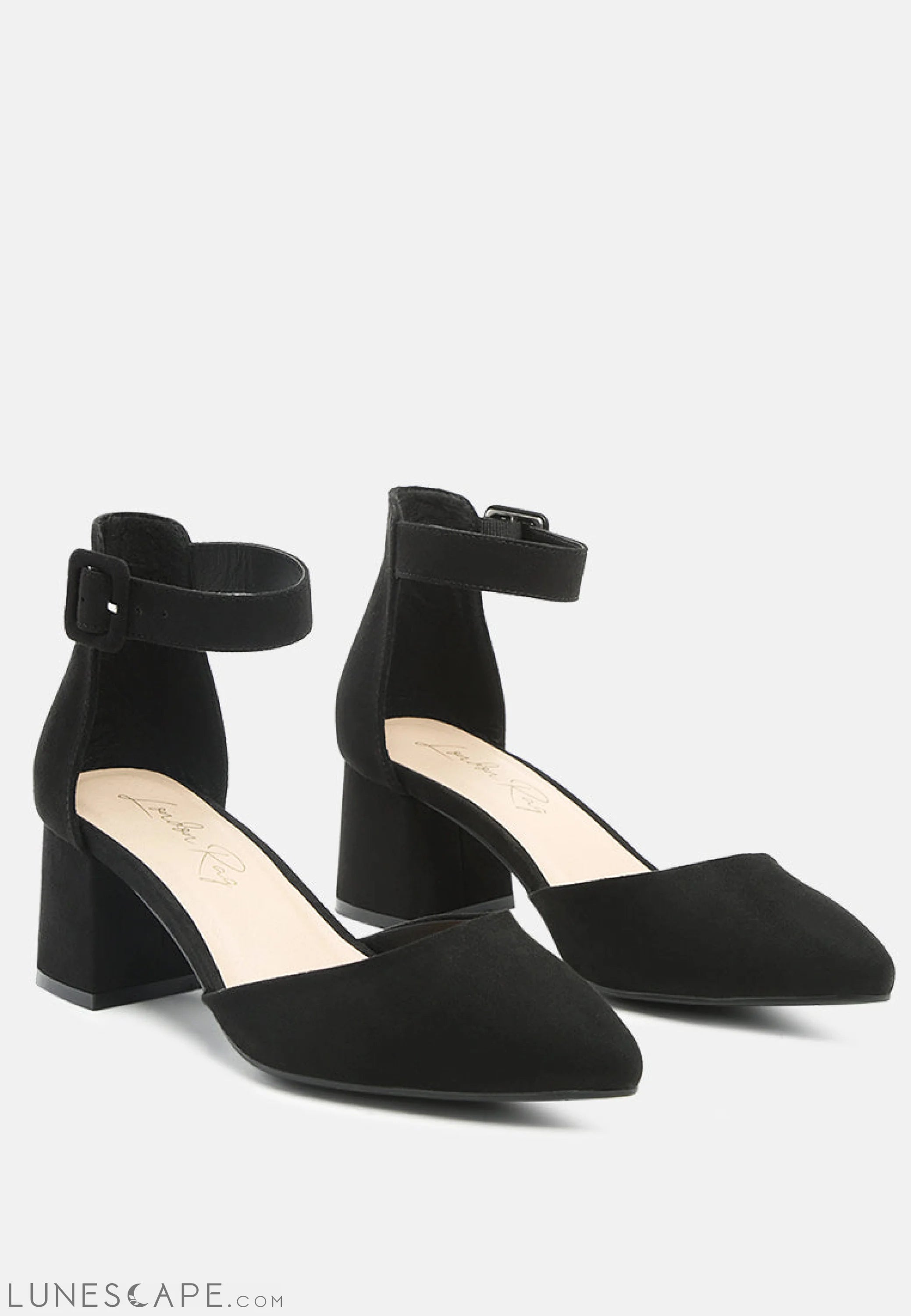 Nymph Faux Leather Low Block Heel Sandals LUNESCAPE