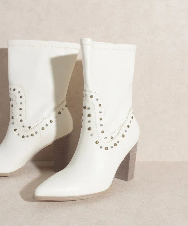 OASIS SOCIETY Paris - Studded Block Heel Western Boots LUNESCAPE