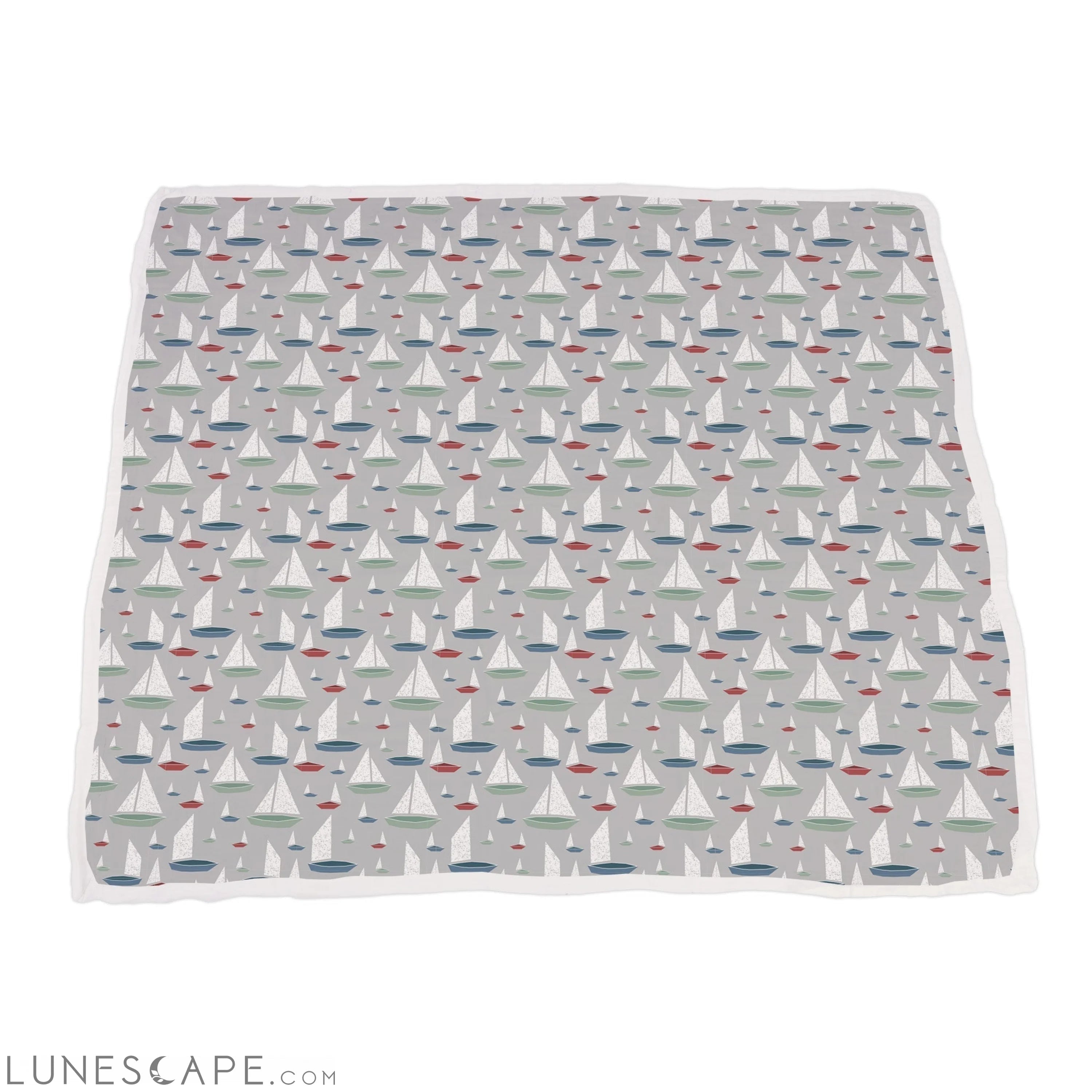 Ocean Palm Trees and Marina Sailboats Bamboo Newcastle Blanket LUNESCAPE