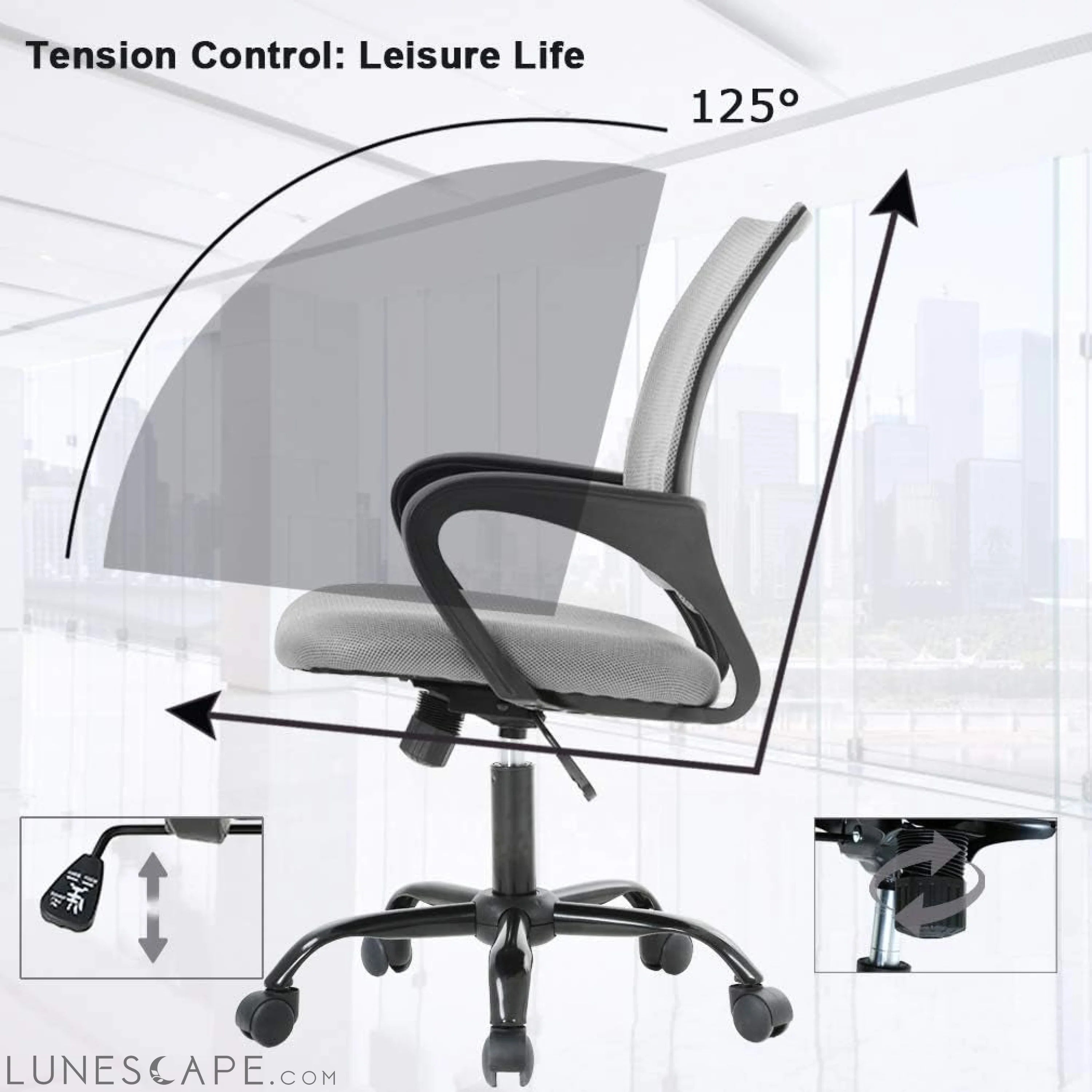 Office Chair Ergonomic Cheap Desk Chair Mesh Computer Chair Lumbar LUNESCAPE