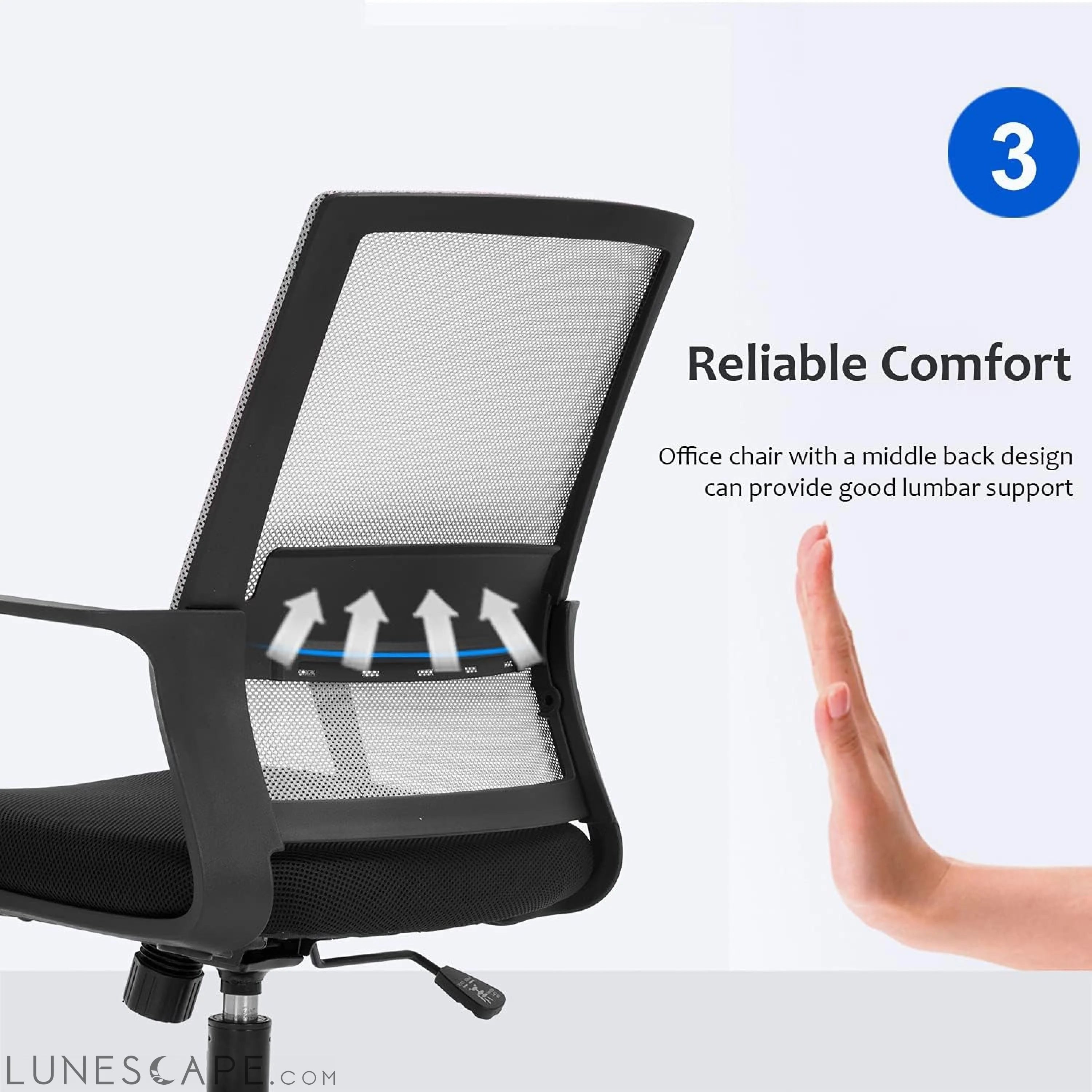 Office Chair Ergonomic Desk Task Chair Mesh Computer Chair Mid-Back LUNESCAPE