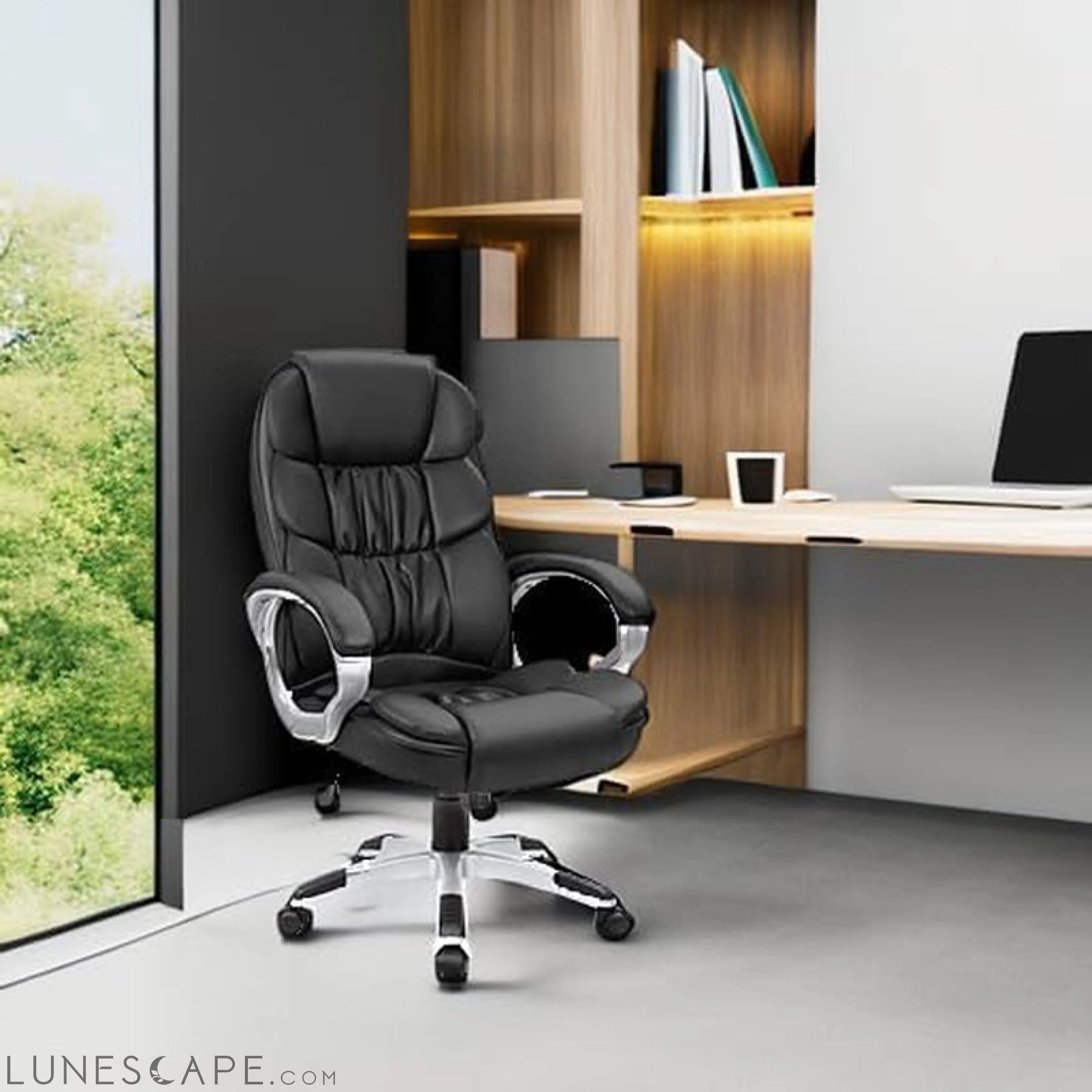 Office Chair High Back Computer Desk Chair, PU Leather Adjustable LUNESCAPE