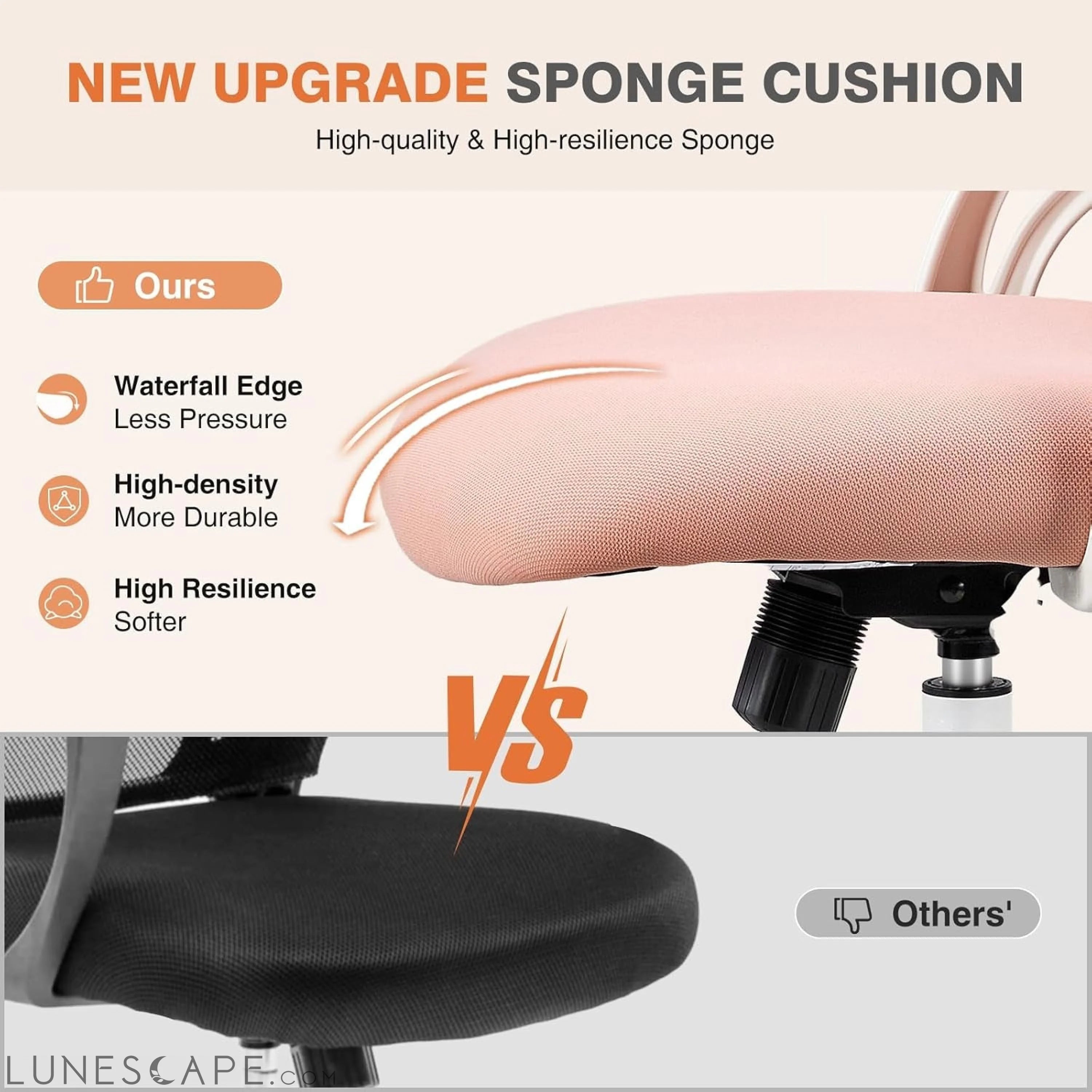 Office Computer Desk Chair, Ergonomic High-Back Mesh Rolling Work LUNESCAPE