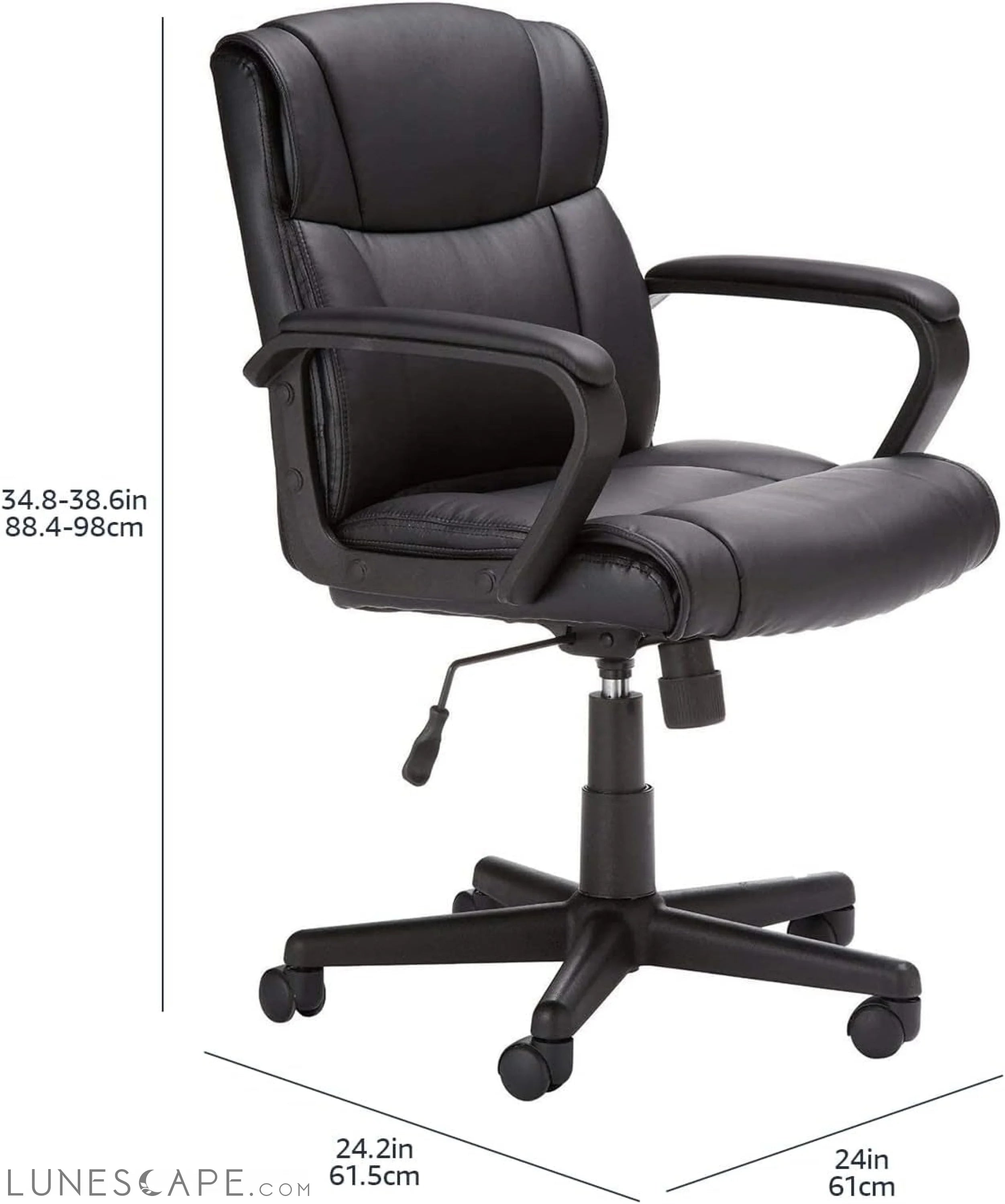 Office Computer Task Desk Chair with Padded Armrests, Mid-Back LUNESCAPE