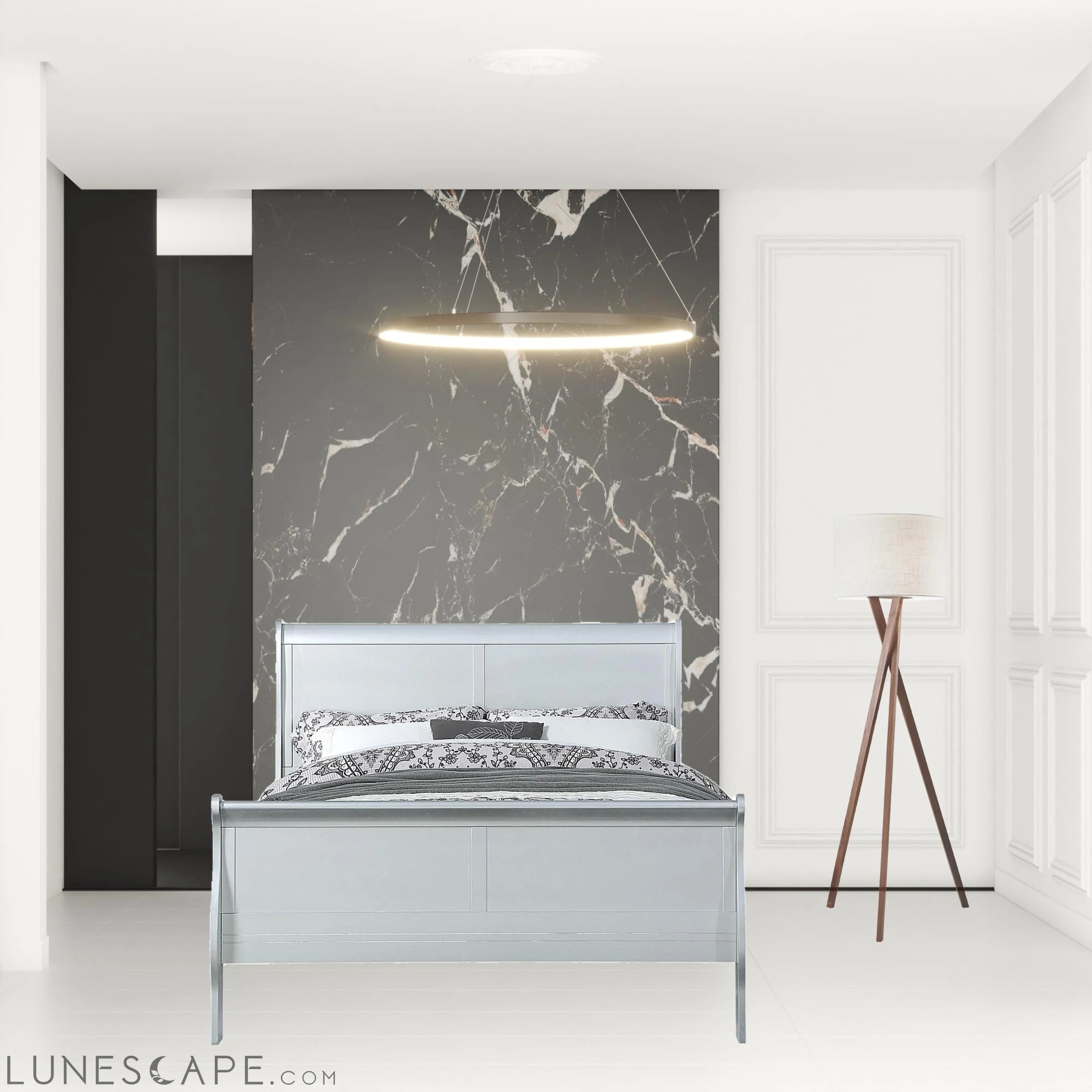 Olatinum Wood King Bed 80inches X 90inches X 47inches LUNESCAPE