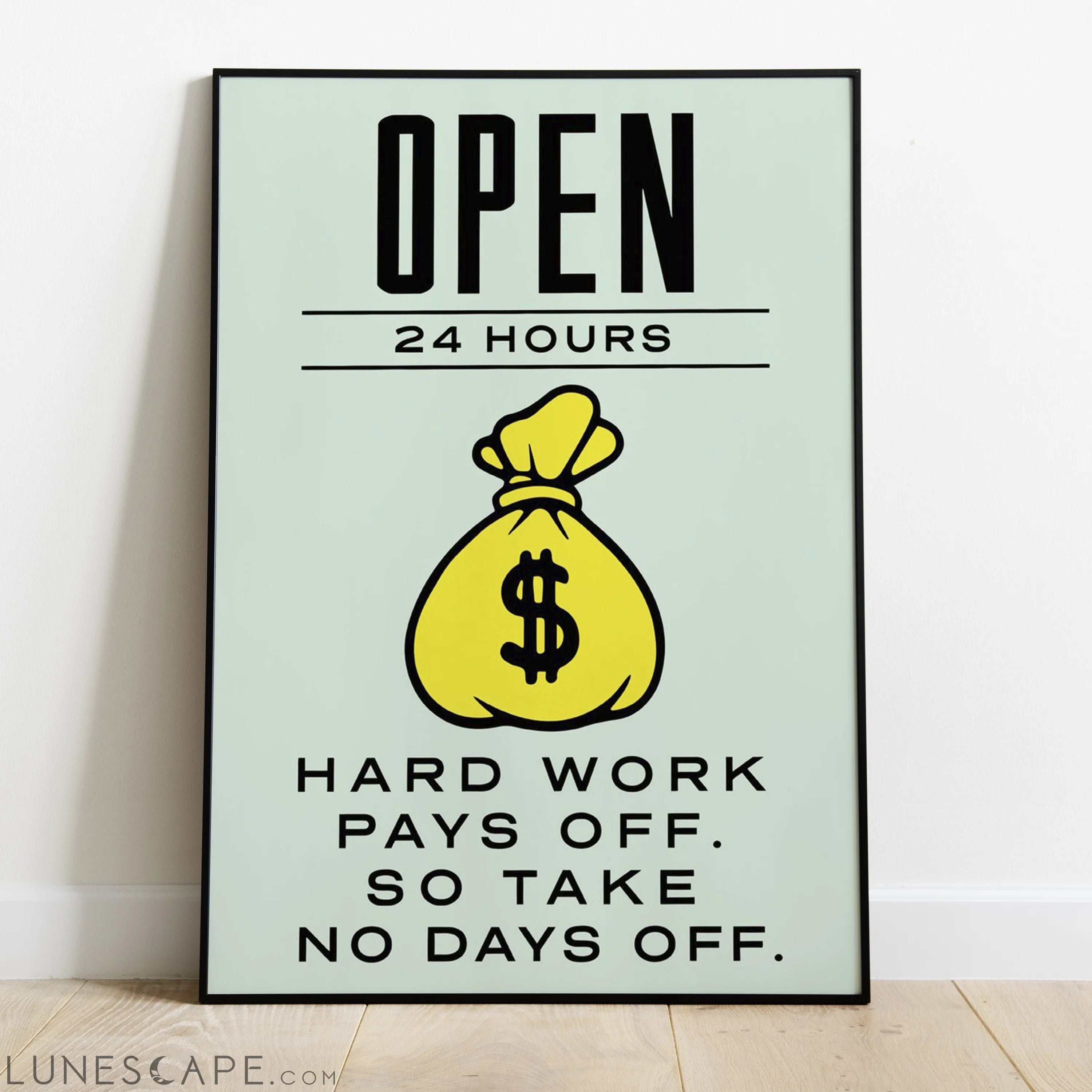 Open 24 Hrs Wall Poster - Multiple Sizes LUNESCAPE