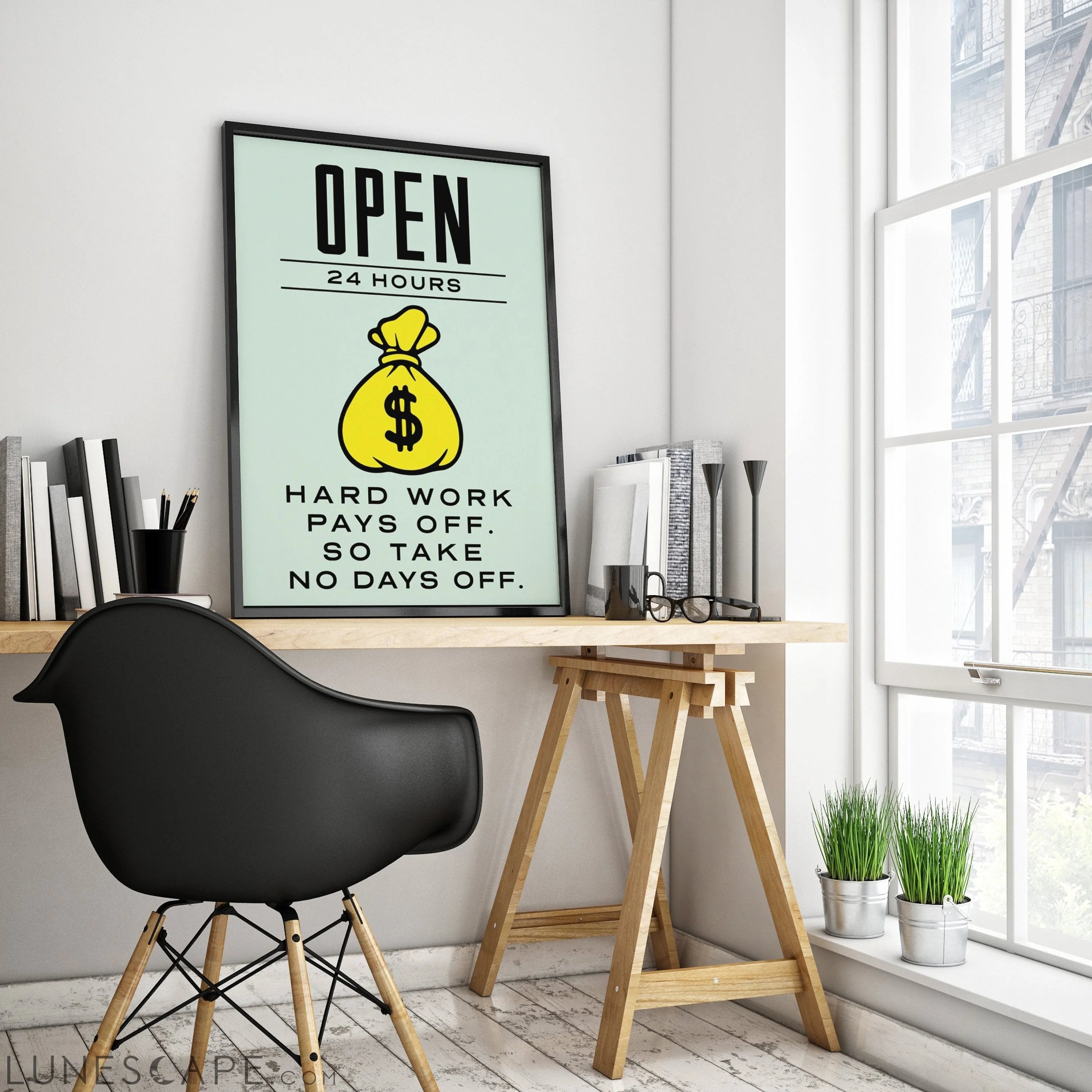 Open 24 Hrs Wall Poster - Multiple Sizes LUNESCAPE