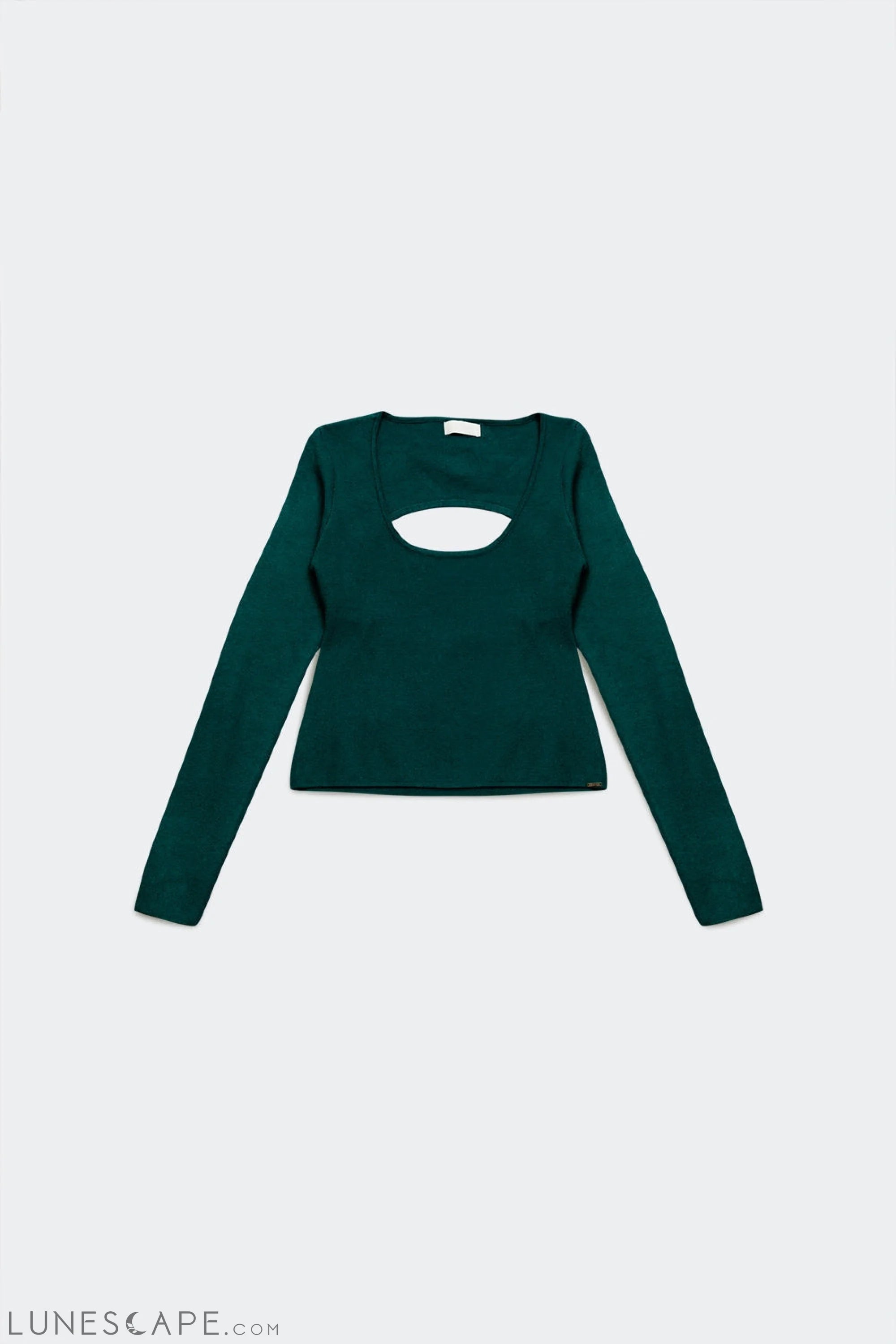Open Back Jumper in Green Womens Sweater LUNESCAPE