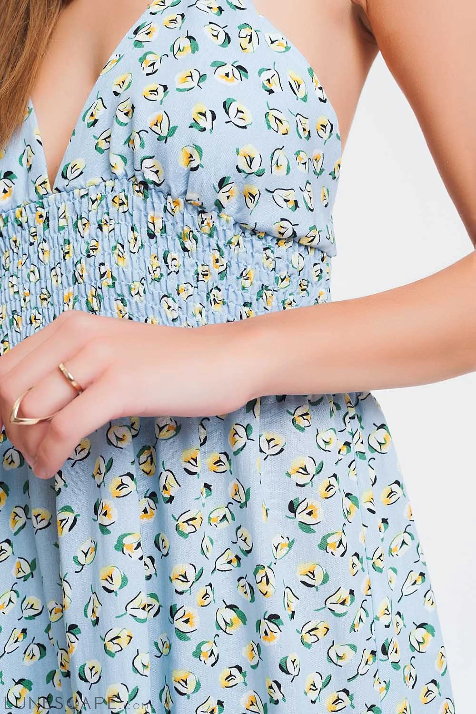 Open Back Maxi Dress in Blue Floral LUNESCAPE
