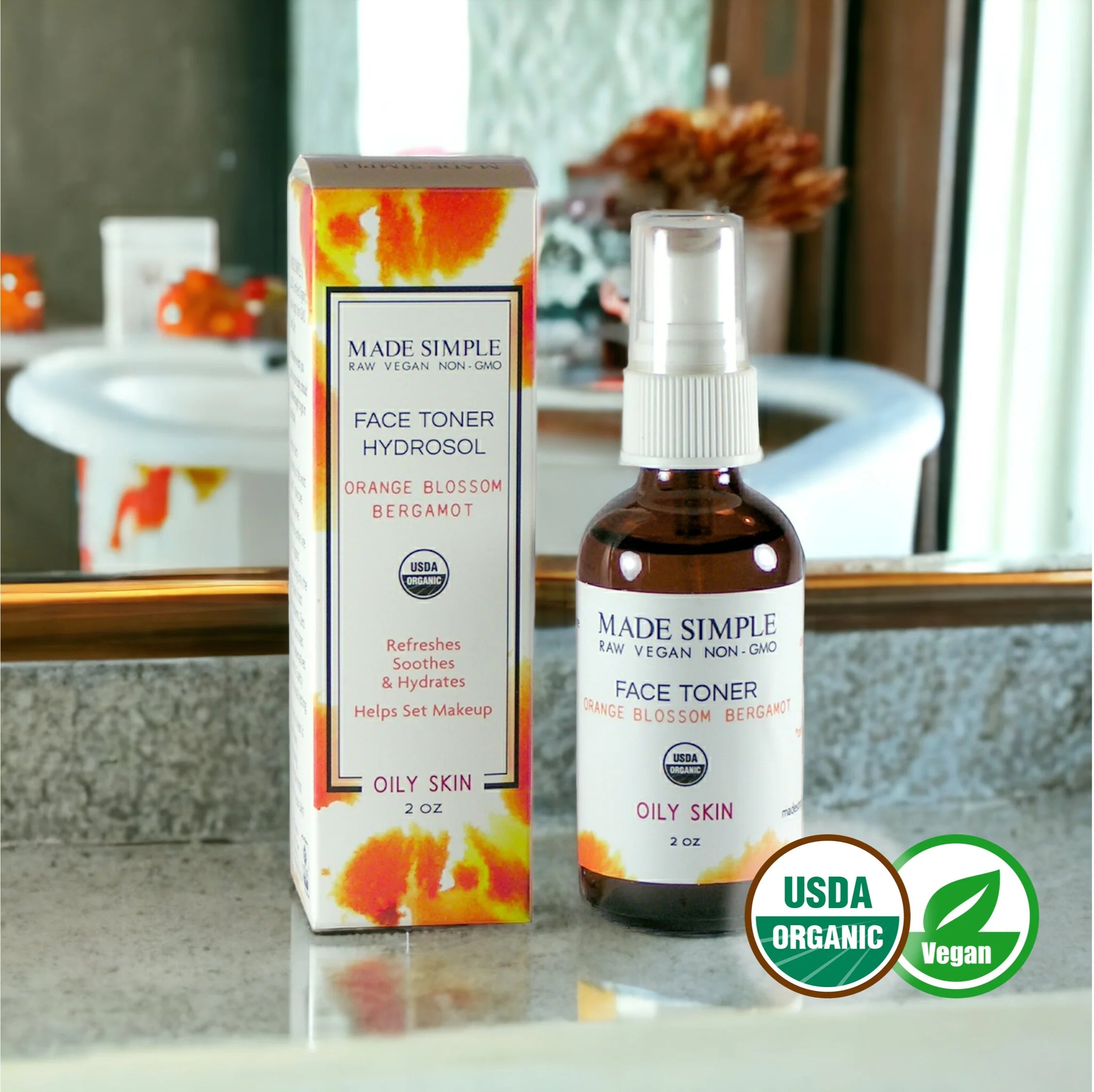 Orange Blossom Bergamot Face Toner - Certified Organic & Vegan LUNESCAPE