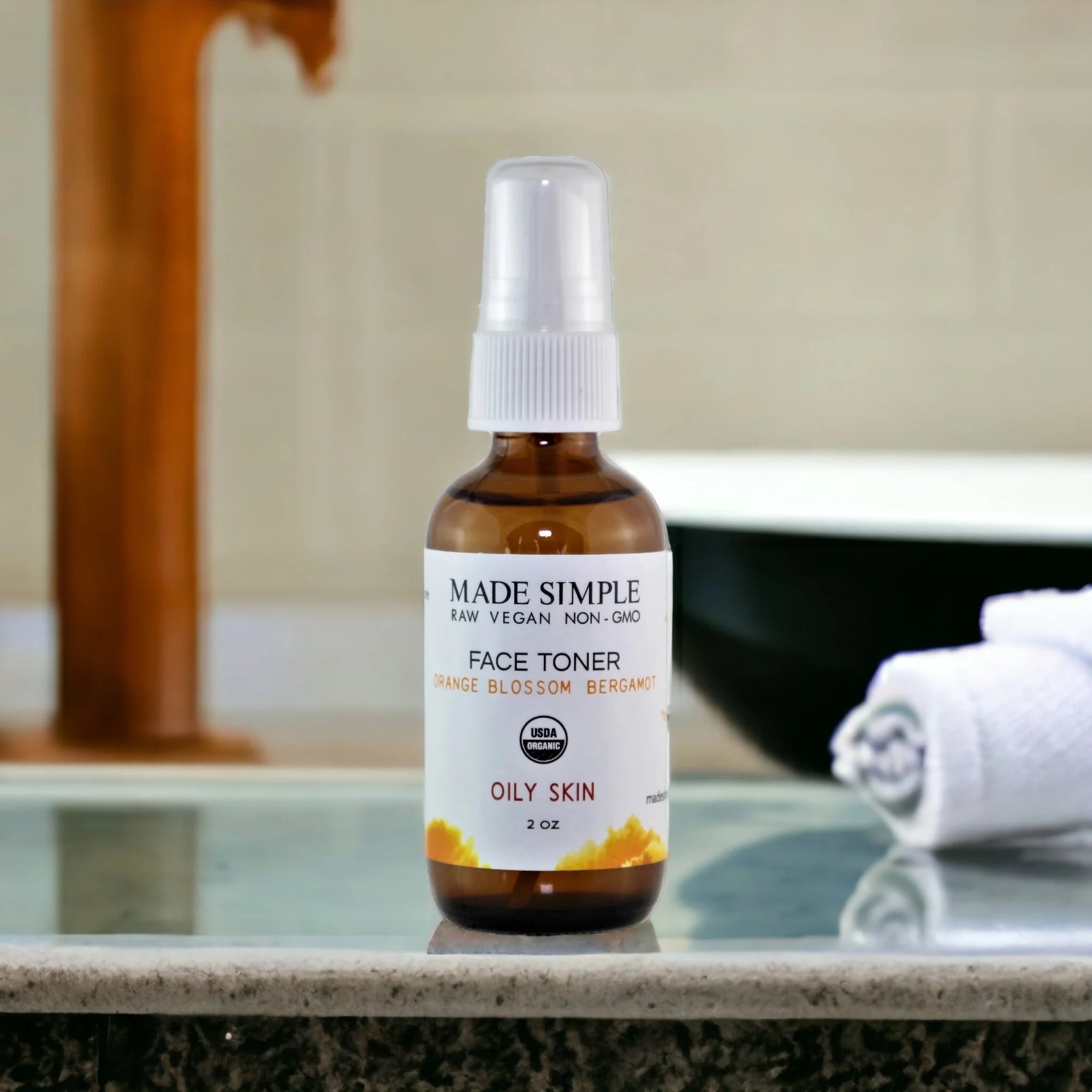 Orange Blossom Bergamot Face Toner - Certified Organic & Vegan LUNESCAPE