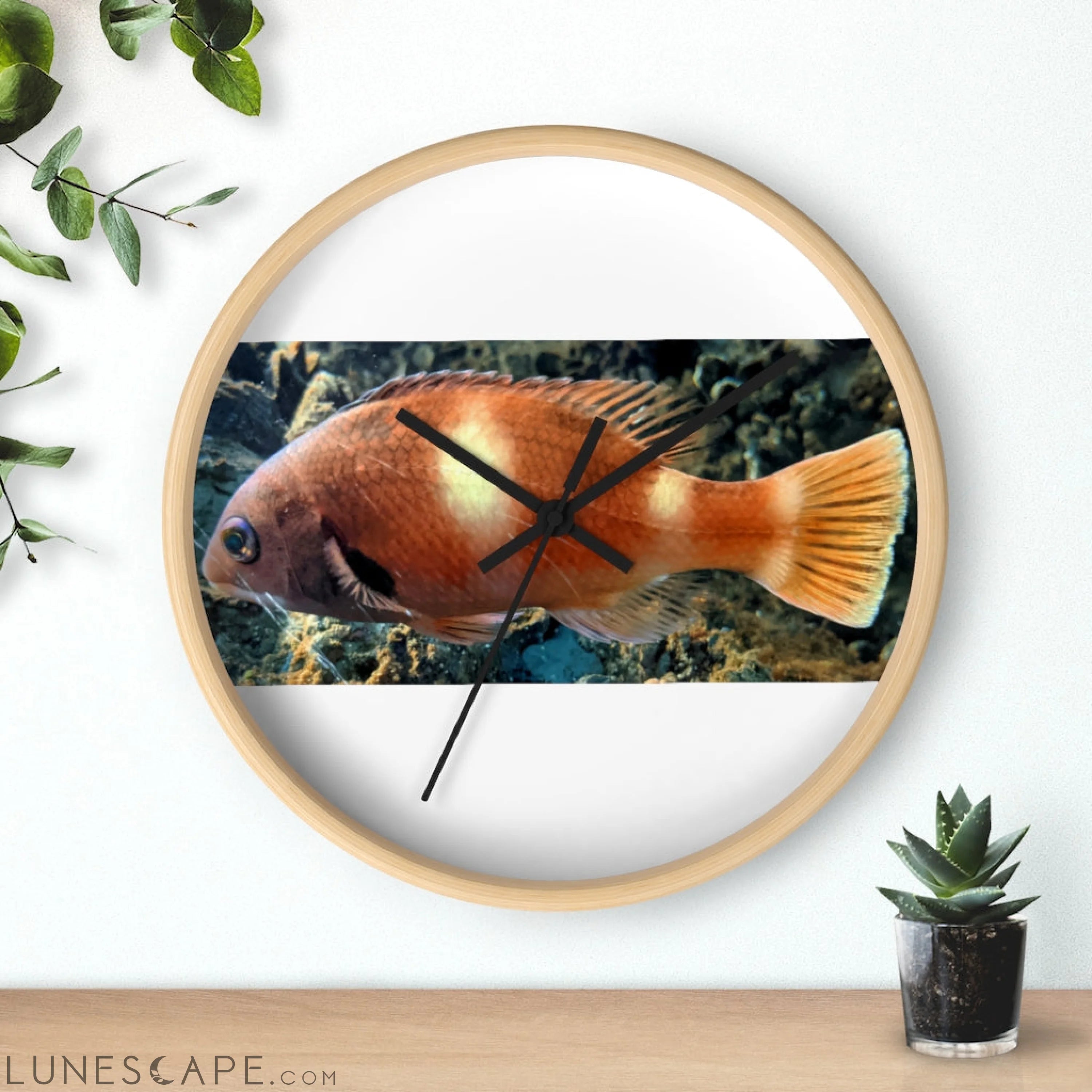 Orange Fish Wall clock LUNESCAPE