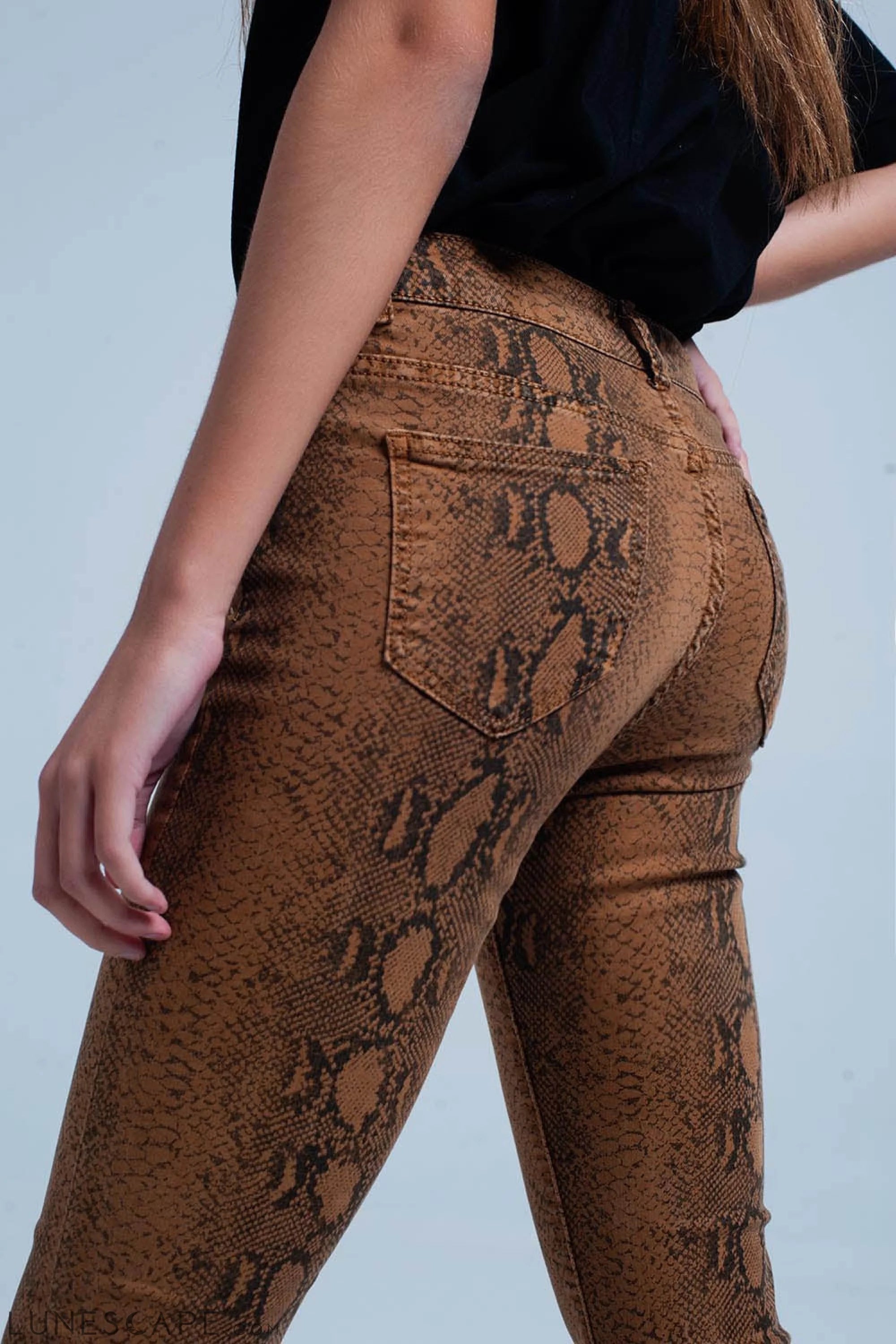 Orange Skinny Pants in Snake Print LUNESCAPE