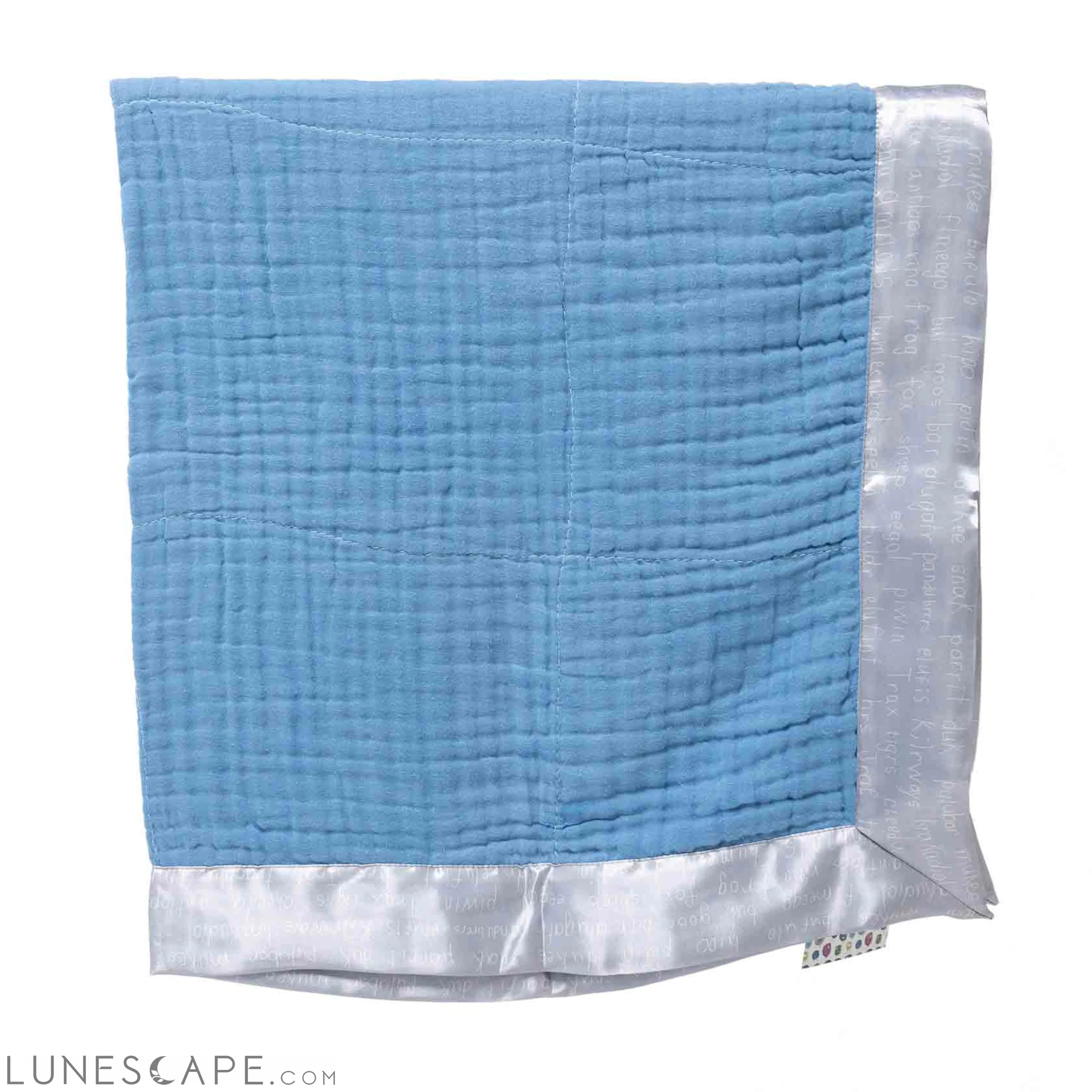Organic Cotton Gauze Animal List Satin Trim Baby Blanket LUNESCAPE