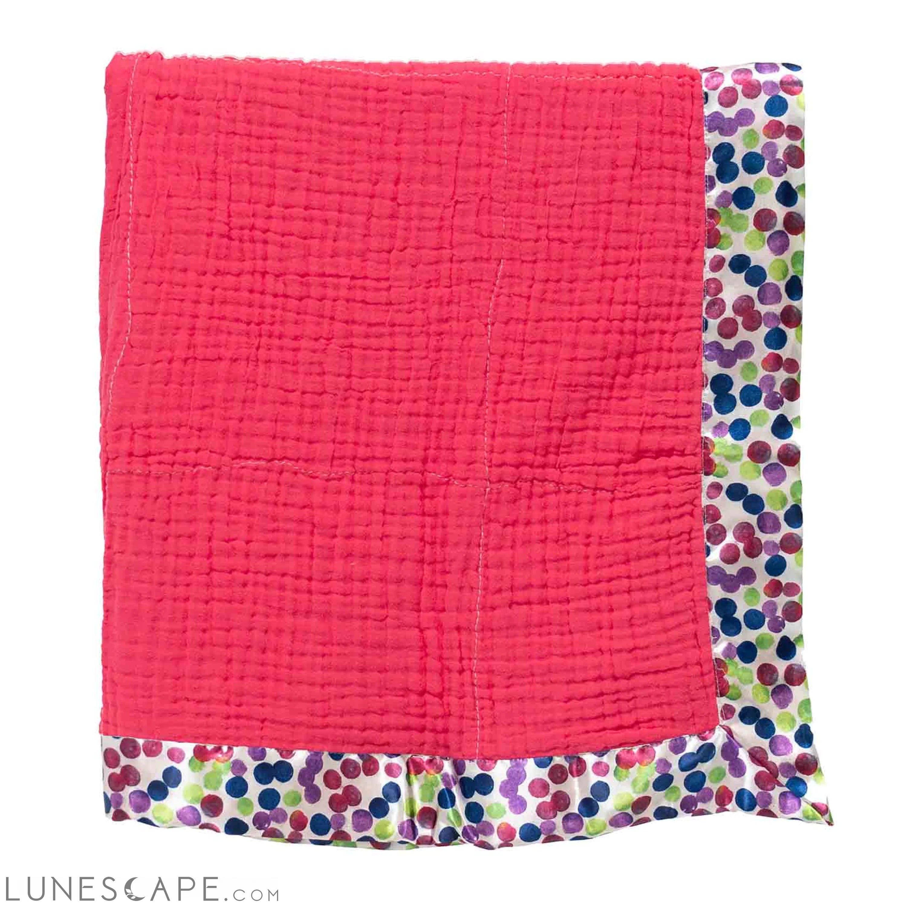 Organic Cotton Gauze Polka Dot Satin Trim Baby Blanket LUNESCAPE