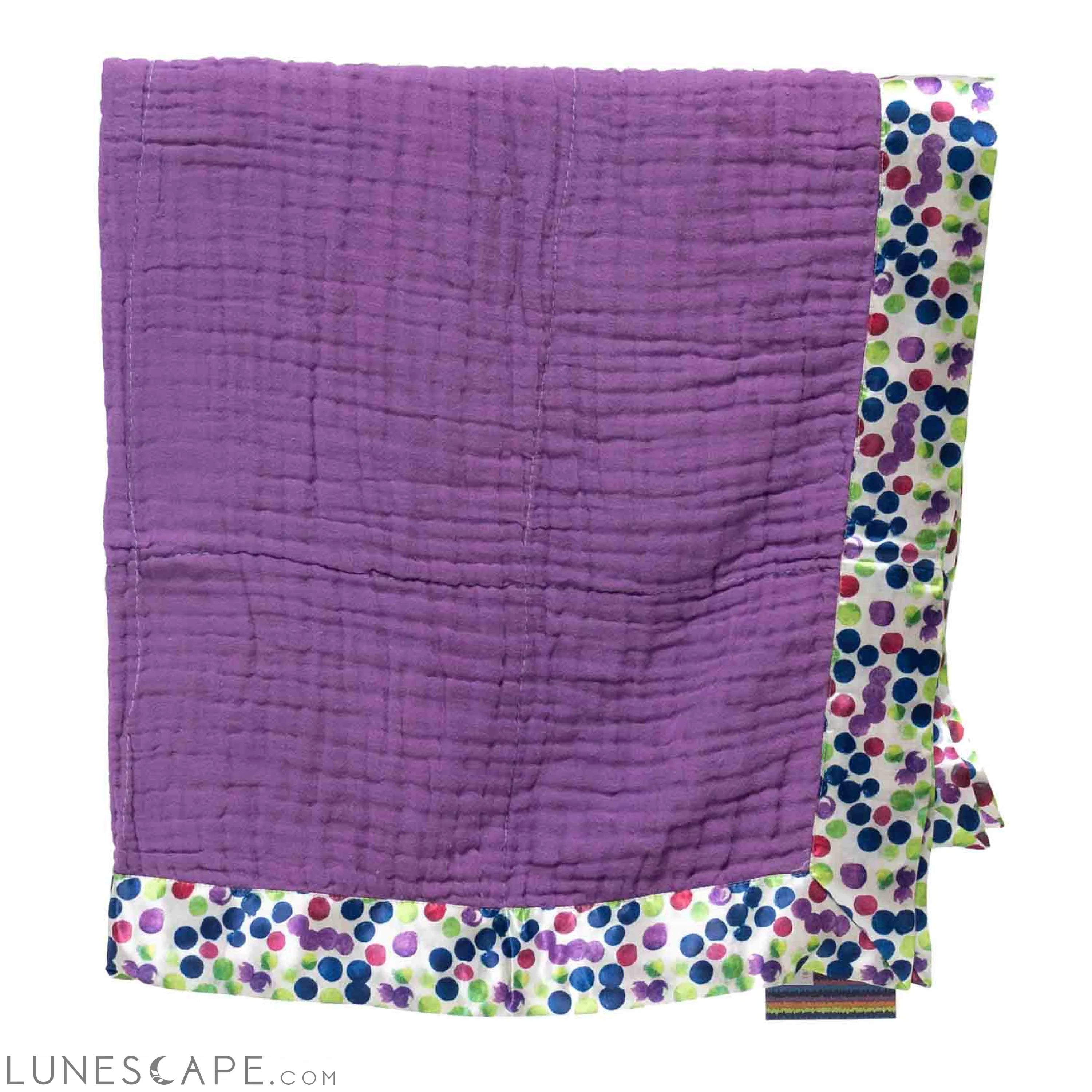 Organic Cotton Gauze Polka Dot Satin Trim Baby Blanket LUNESCAPE