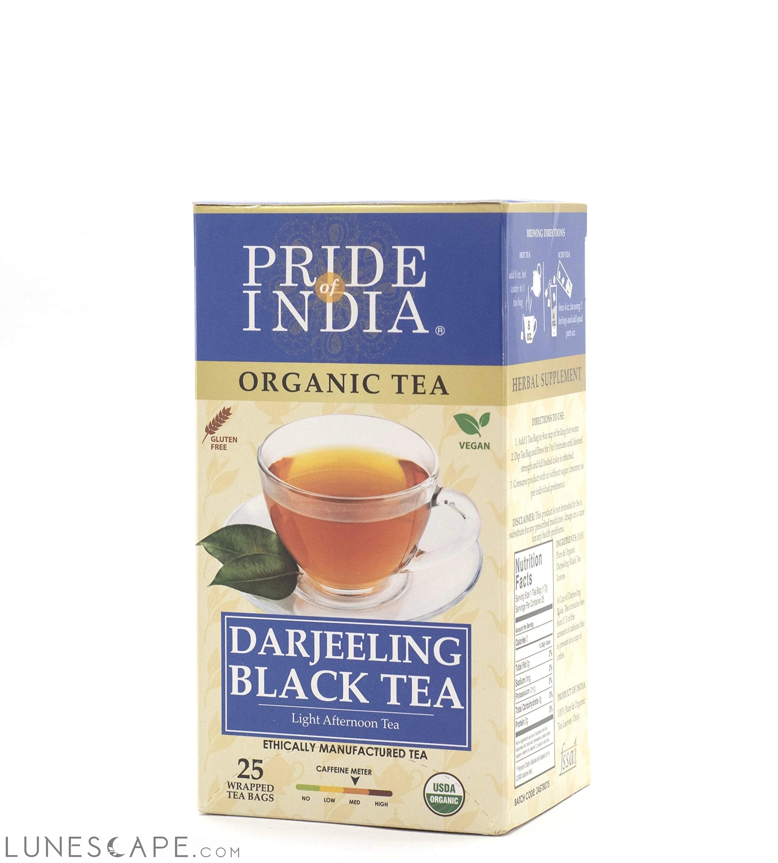 Organic Darjeeling Afternoon Black Tea Bags - Pack of 6 LUNESCAPE
