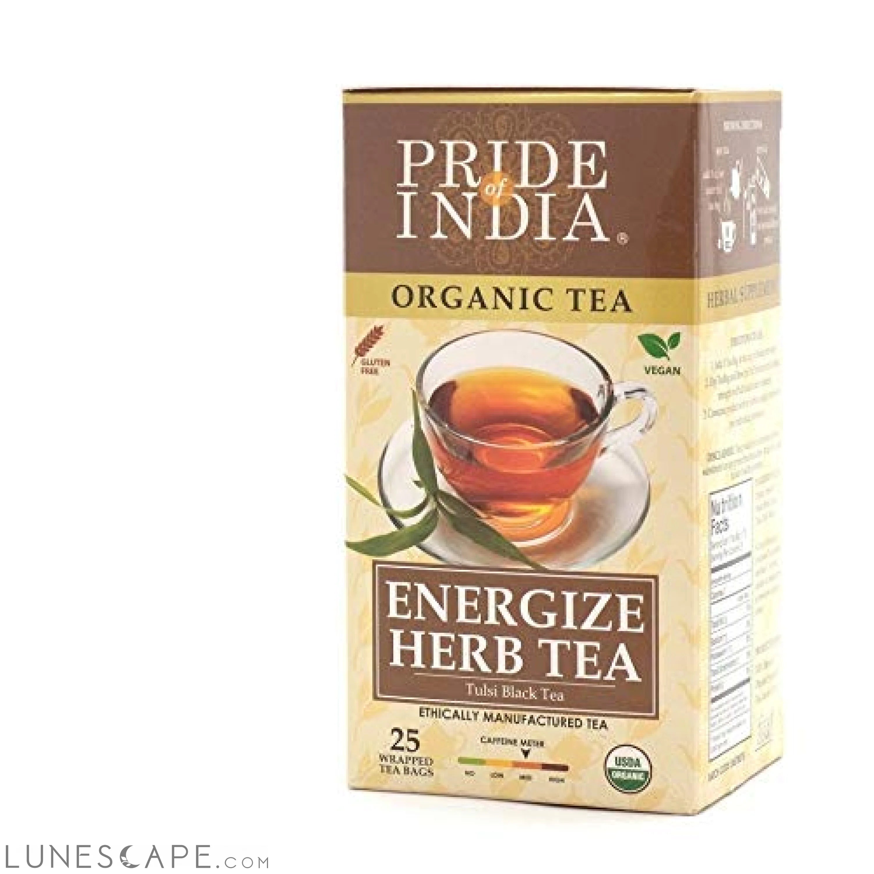 Organic Energize Herb Tulsi Black Tea Bags - Pack of 6 LUNESCAPE