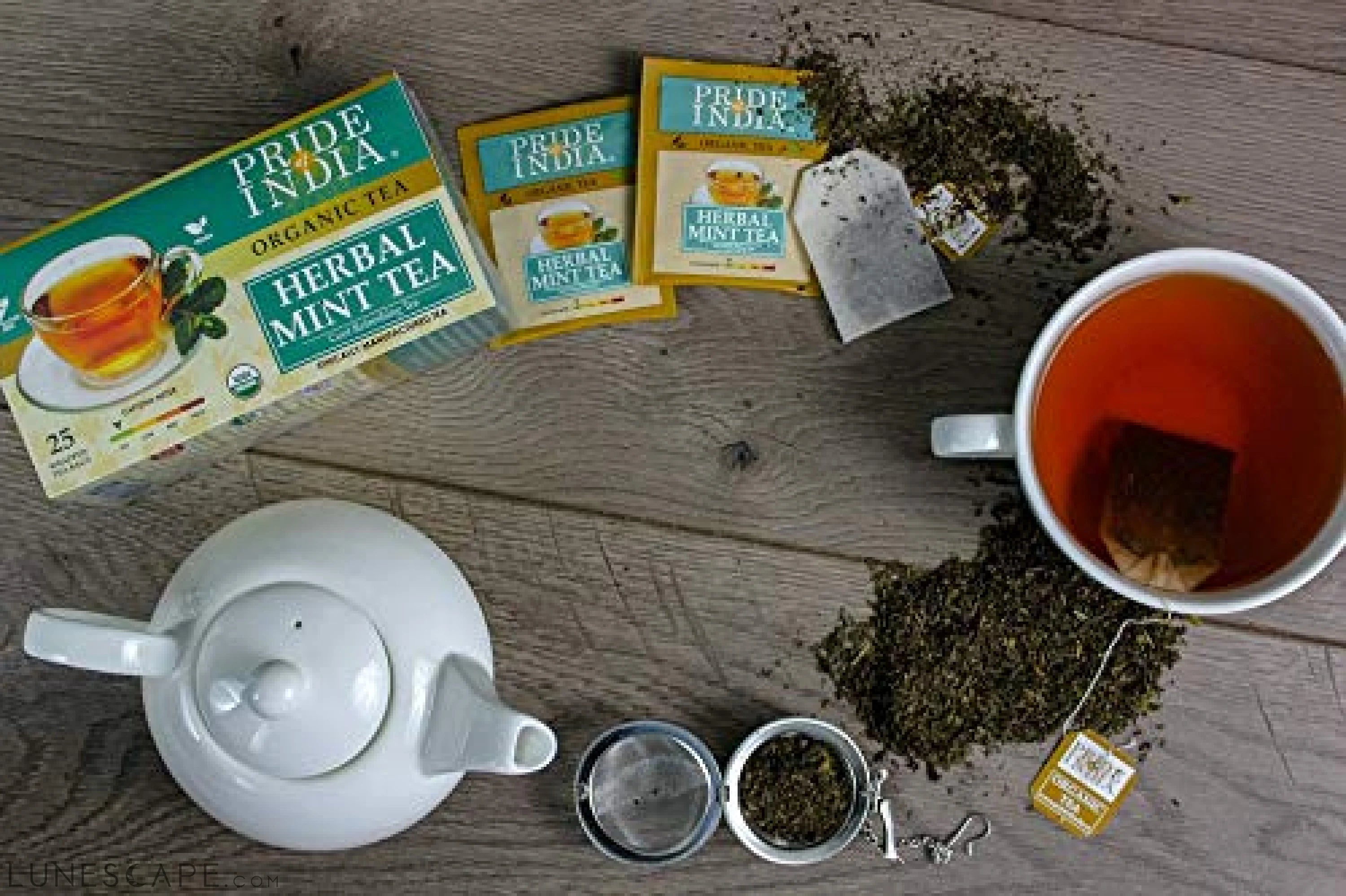 Organic Herbal Mint Tea Bags (Caffeine Free) - Pack of 6 LUNESCAPE