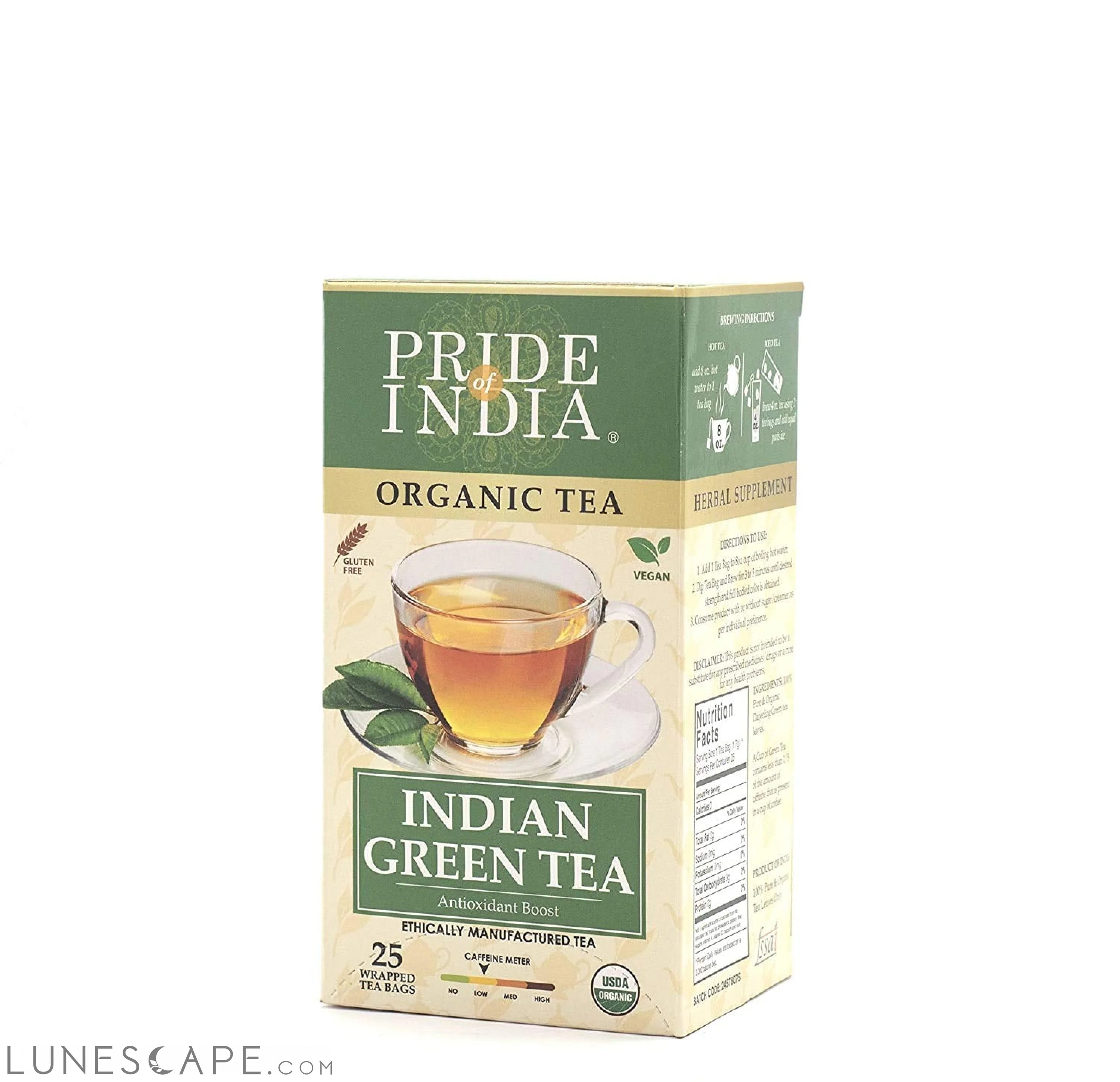 Organic Indian Green Tea Bags - Pack of 6 LUNESCAPE
