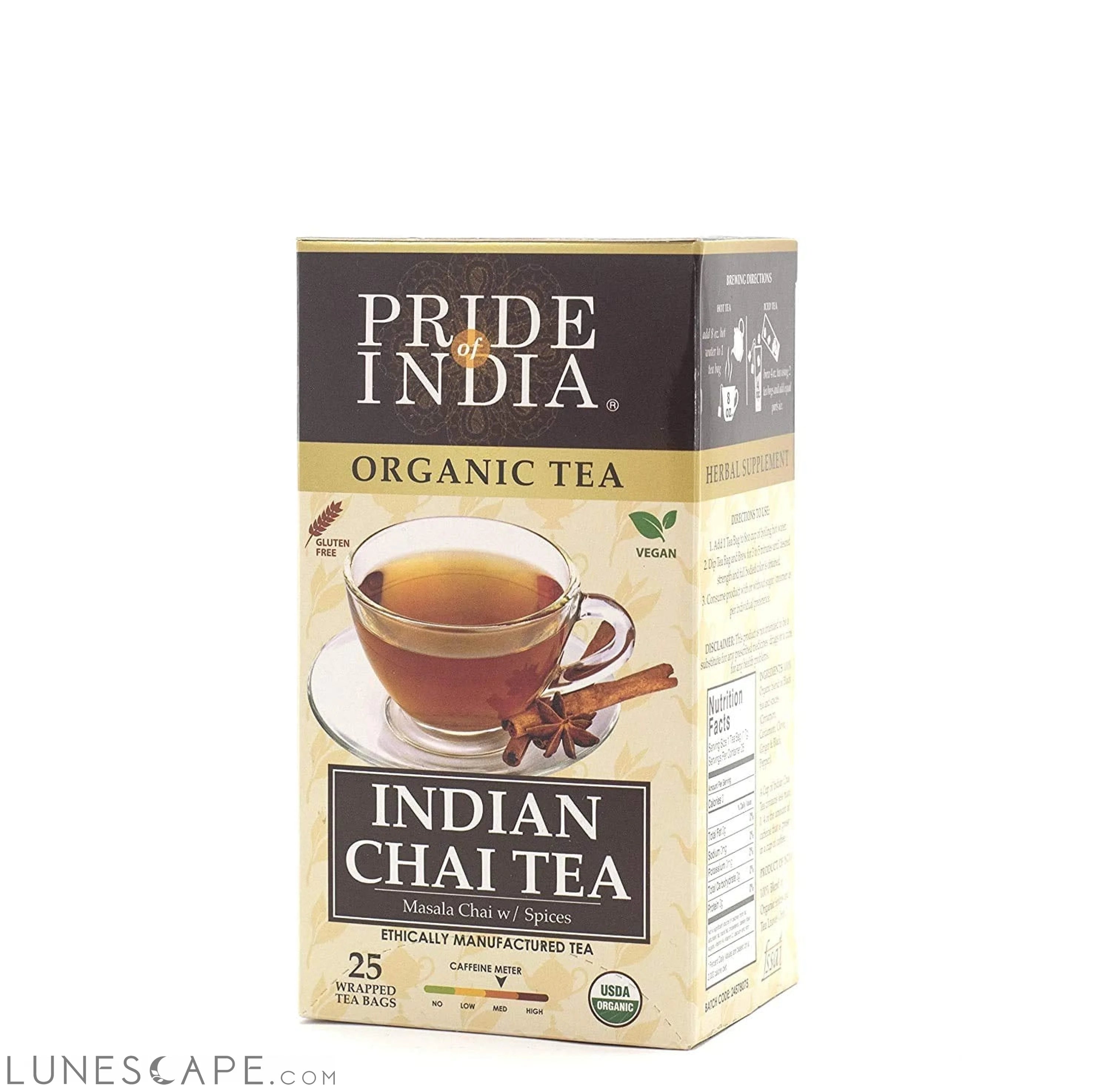 Organic Indian Masala Spice Chai Tea Bags - Pack of 6 LUNESCAPE