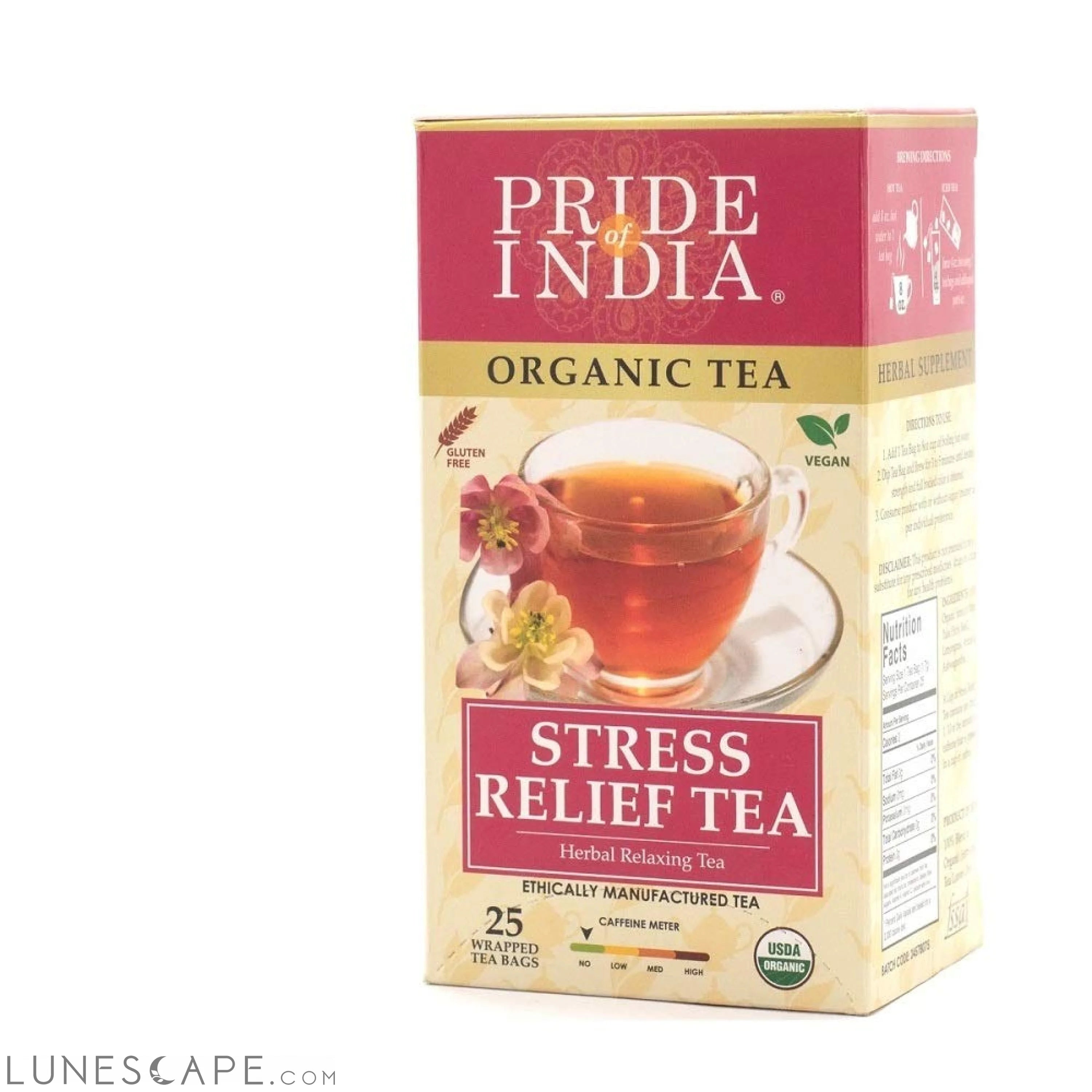 Organic Stress Relief Tea Bags (Caffeine Free) - 6-Pack (150 Tea Bags) LUNESCAPE
