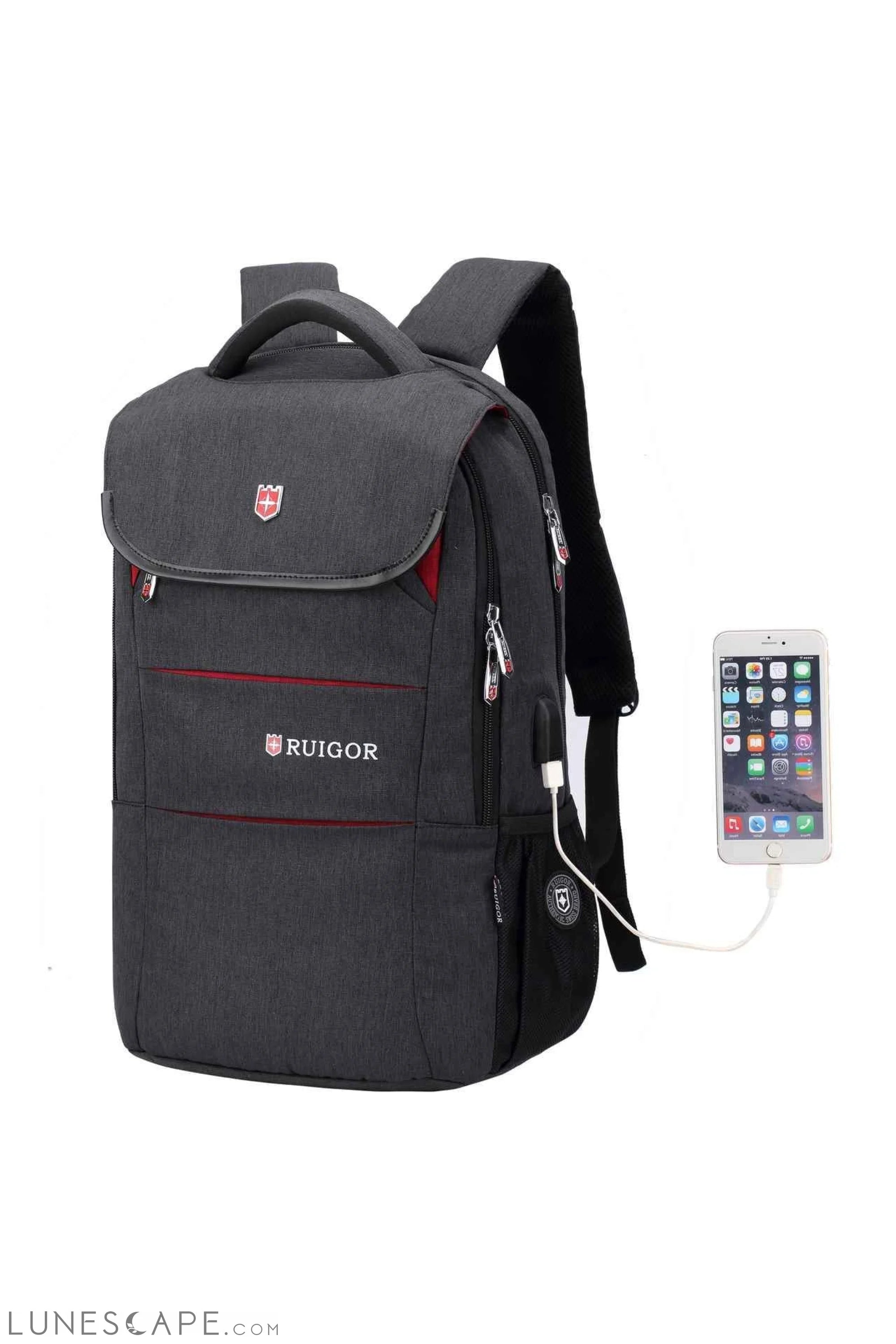 Organizer Laptop Backpack (Dark Grey) - RUIGOR LUNESCAPE