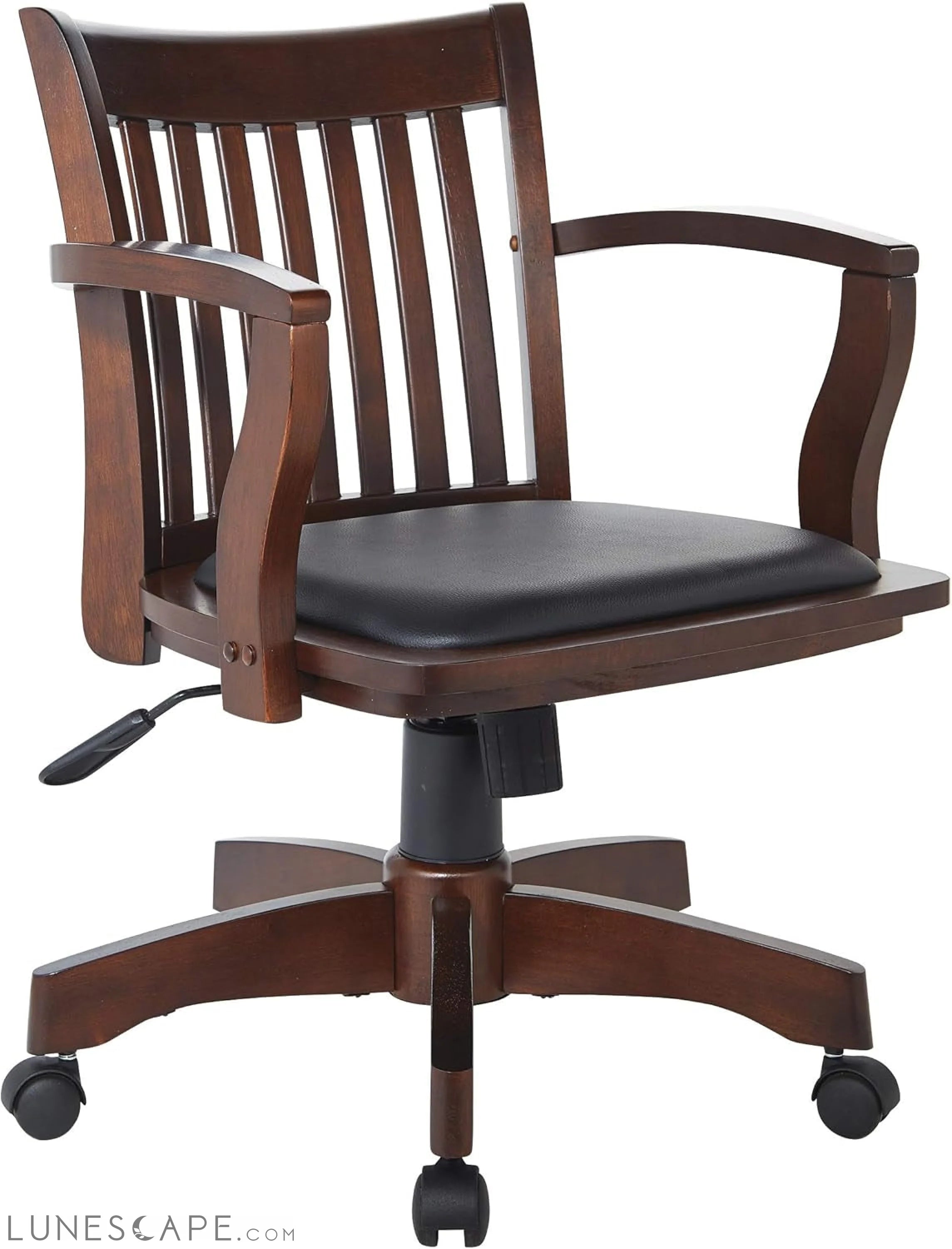 OSP Home Furnishings Deluxe Wood Banker'S Desk Chair with Padded Seat, LUNESCAPE