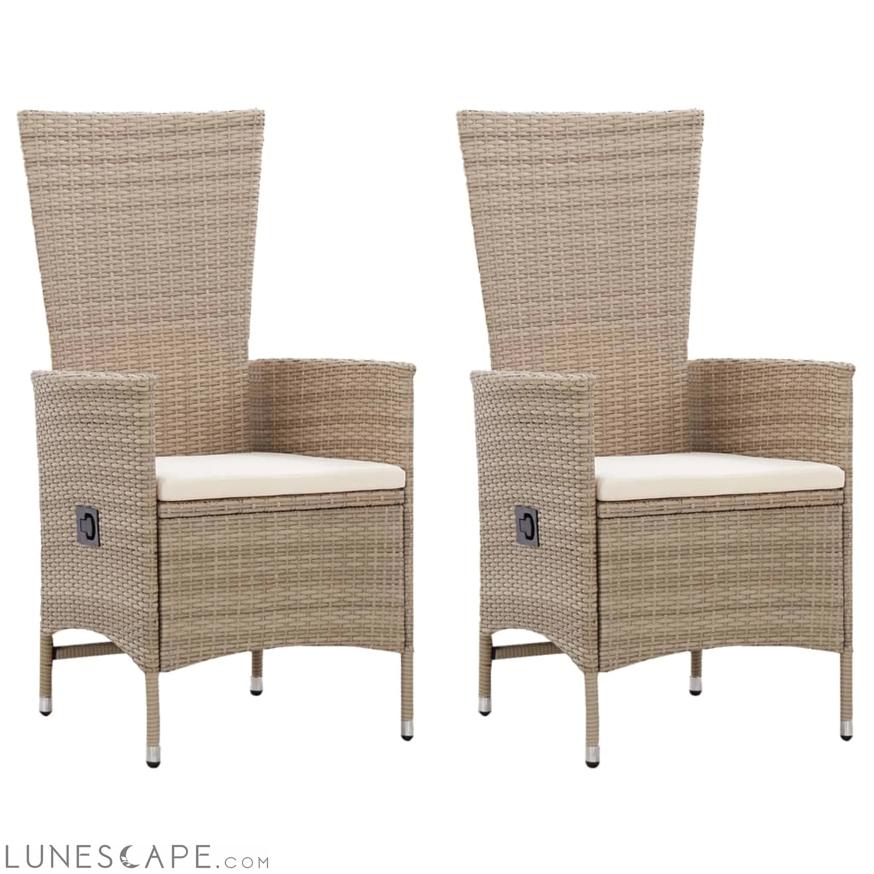 Outdoor Chairs 2 pcs with Cushions Poly Rattan Beige LUNESCAPE