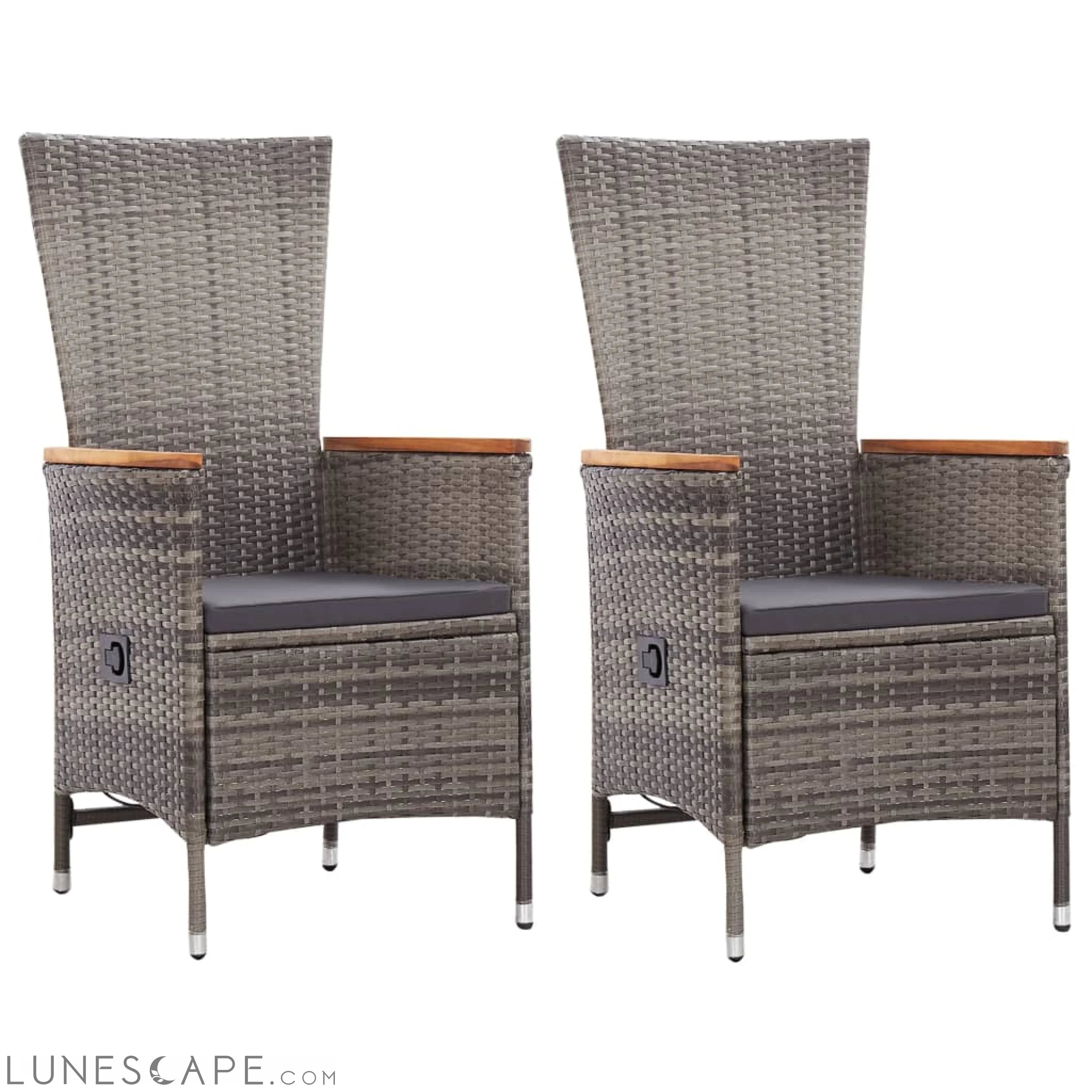 Outdoor Chairs 2 pcs with Cushions Poly Rattan Beige LUNESCAPE