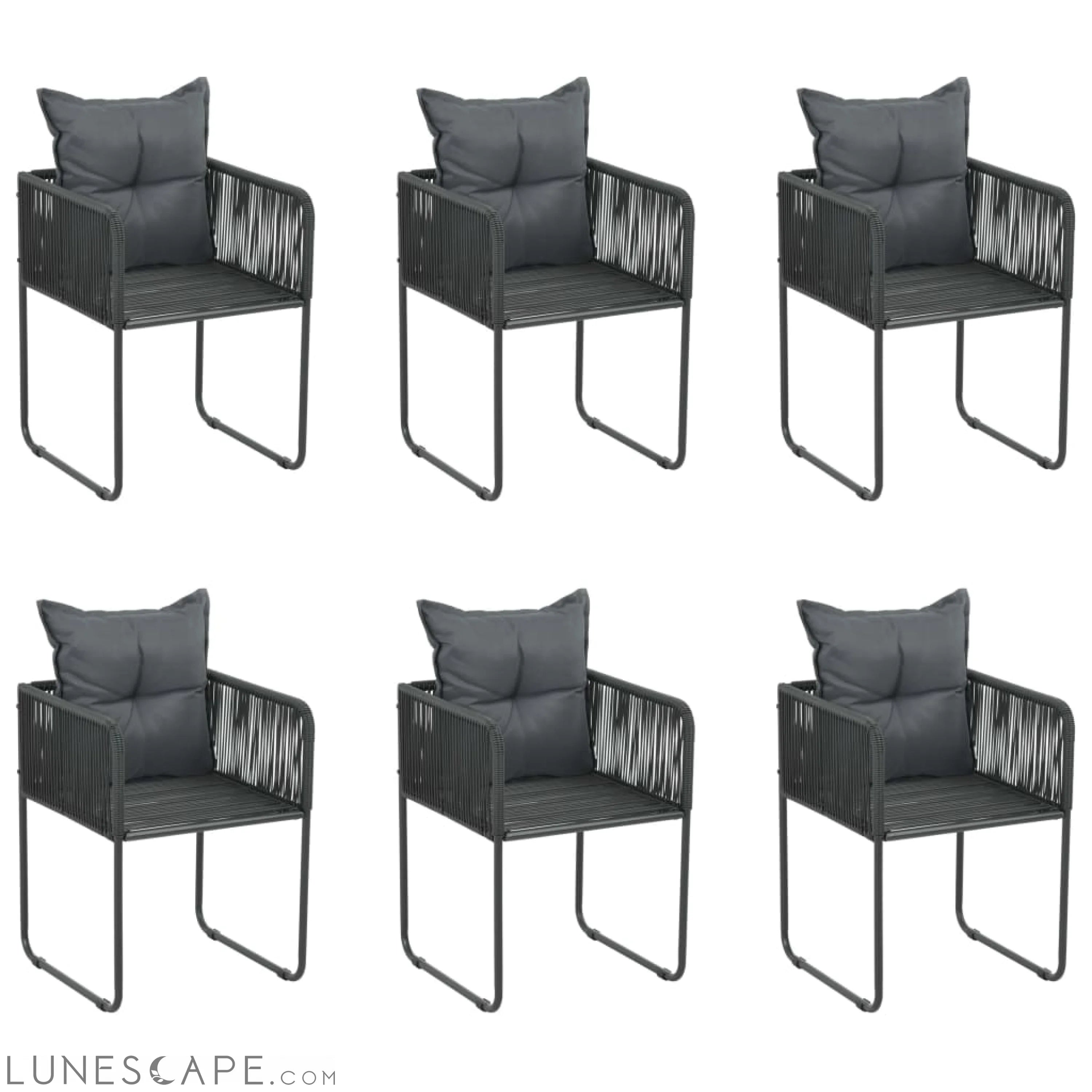 Outdoor Chairs 2 pcs with Pillows Poly Rattan Black LUNESCAPE
