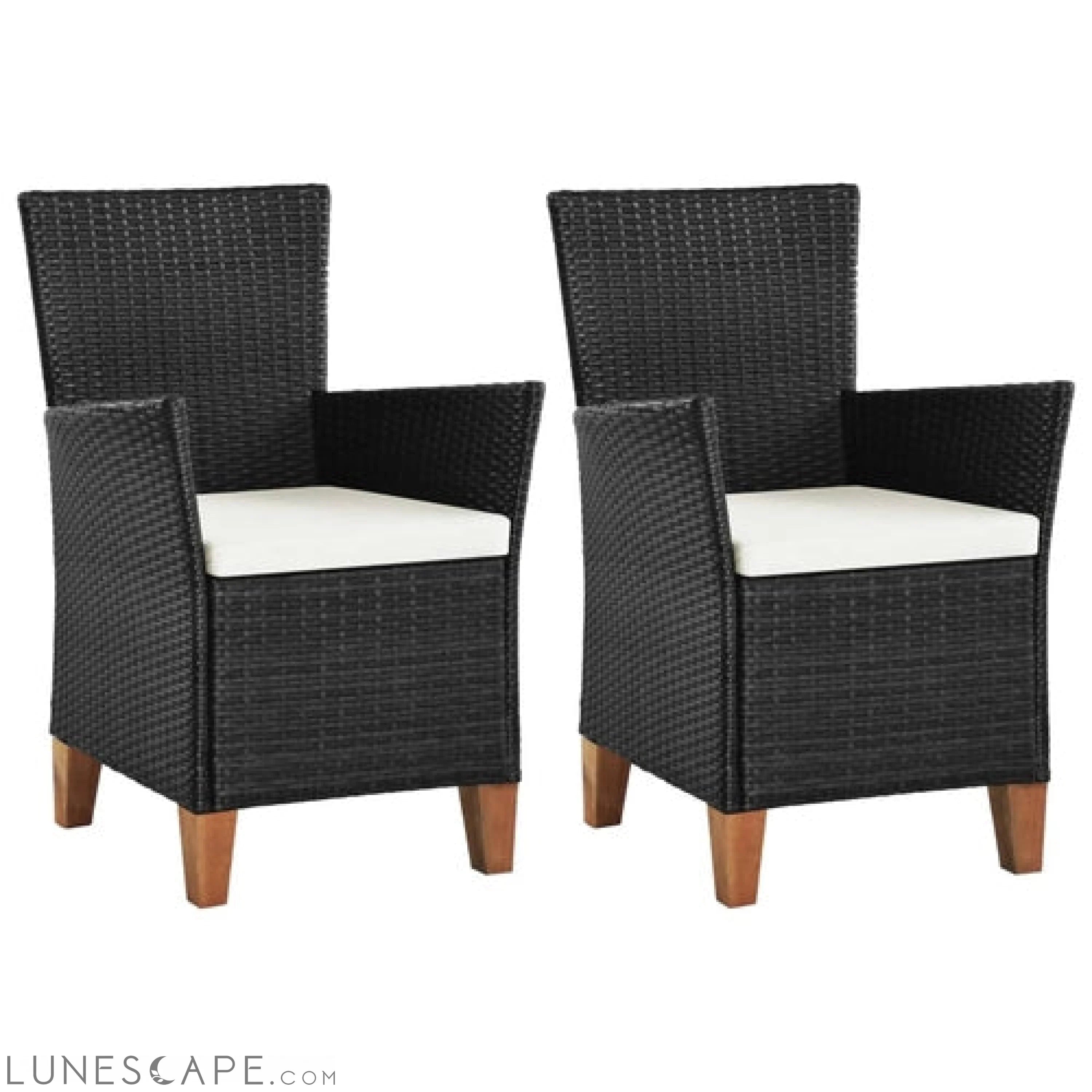 Outdoor Chairs with Cushions 2 pcs Poly Rattan Black LUNESCAPE