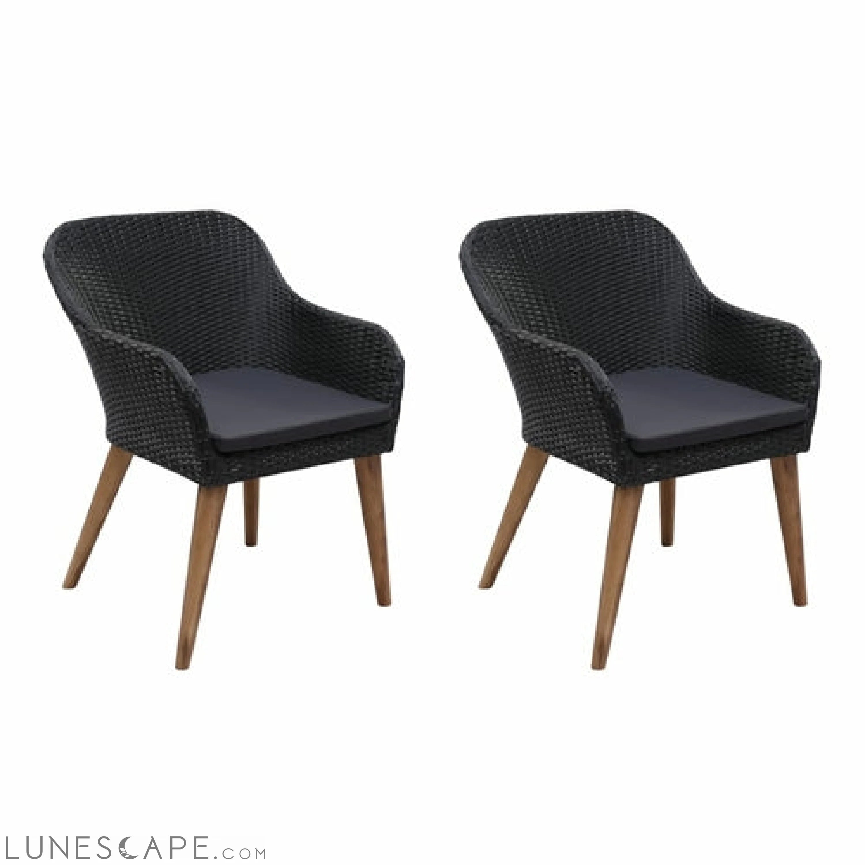 Outdoor Chairs with Cushions 2 pcs Poly Rattan Brown LUNESCAPE