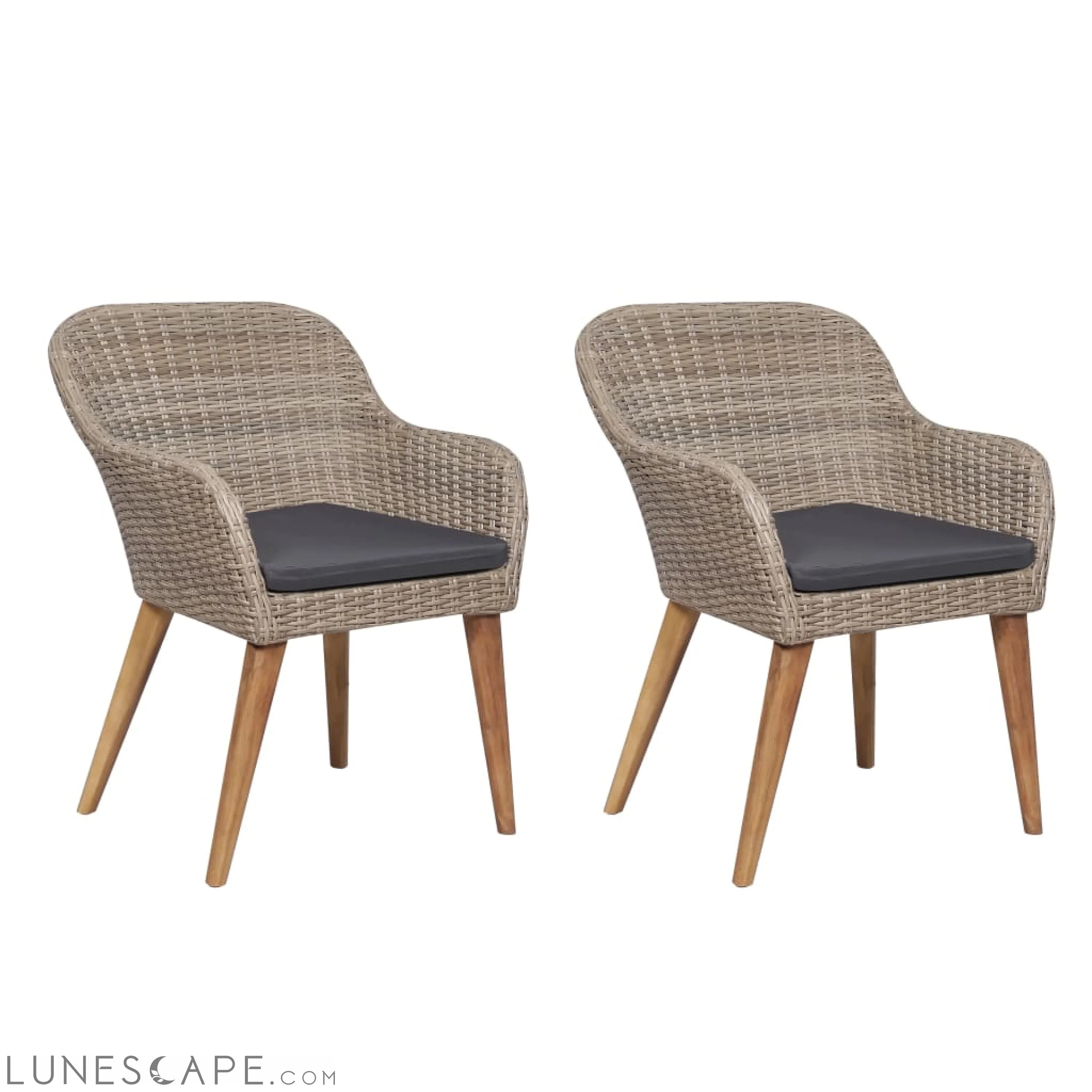 Outdoor Chairs with Cushions 2 pcs Poly Rattan Brown LUNESCAPE