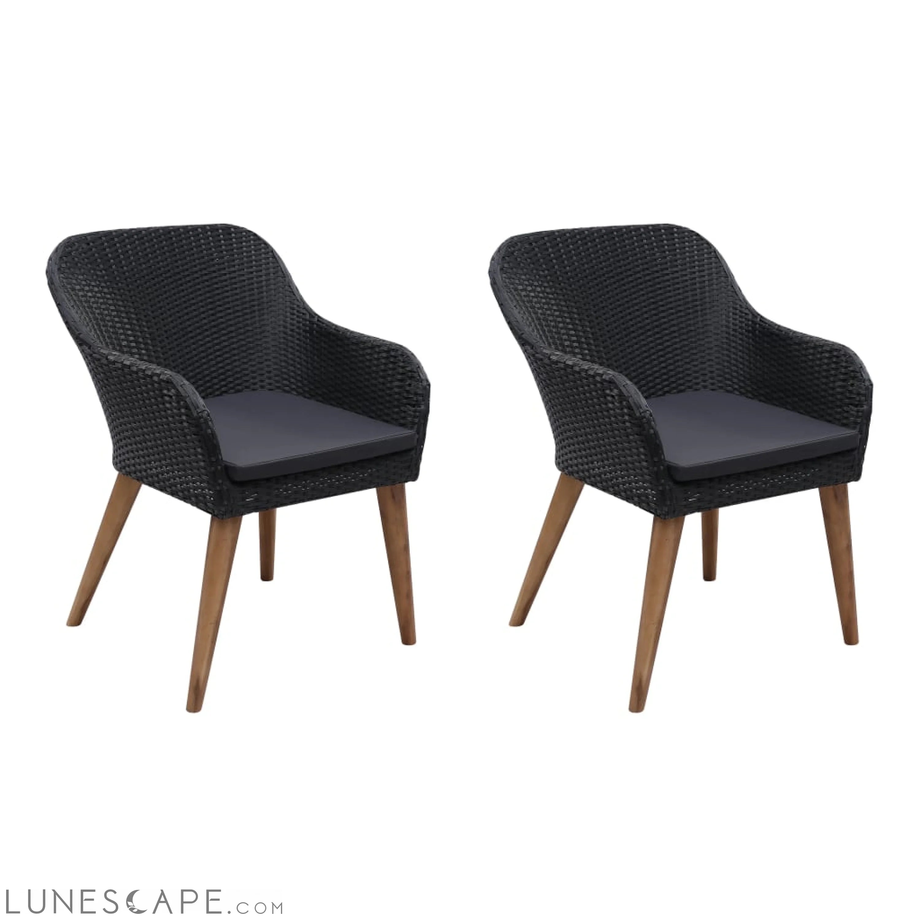 Outdoor Chairs with Cushions 2 pcs Poly Rattan Brown LUNESCAPE