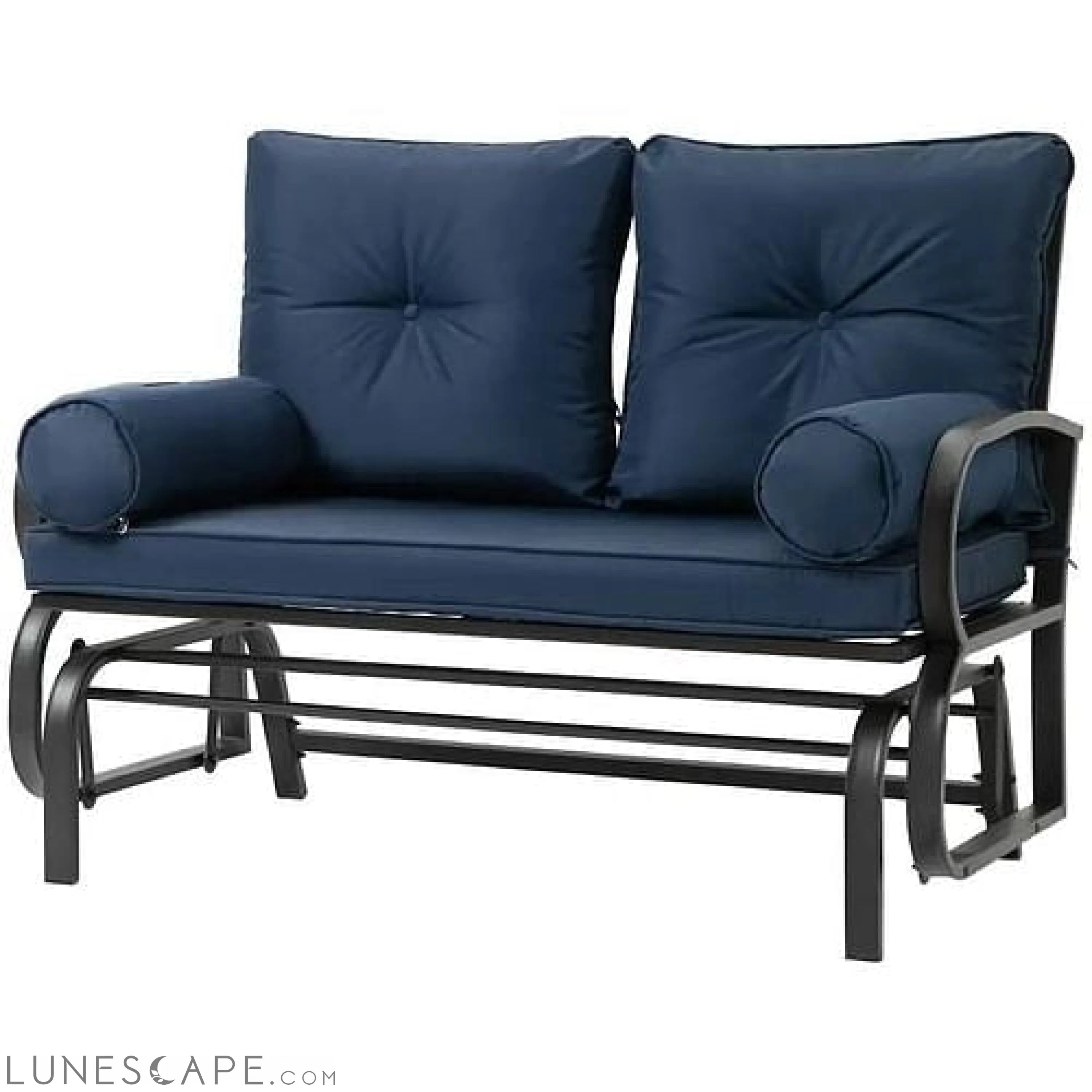 Outdoor Garden Patio Rocking Glider Chair Loveseat with Navy Blue LUNESCAPE