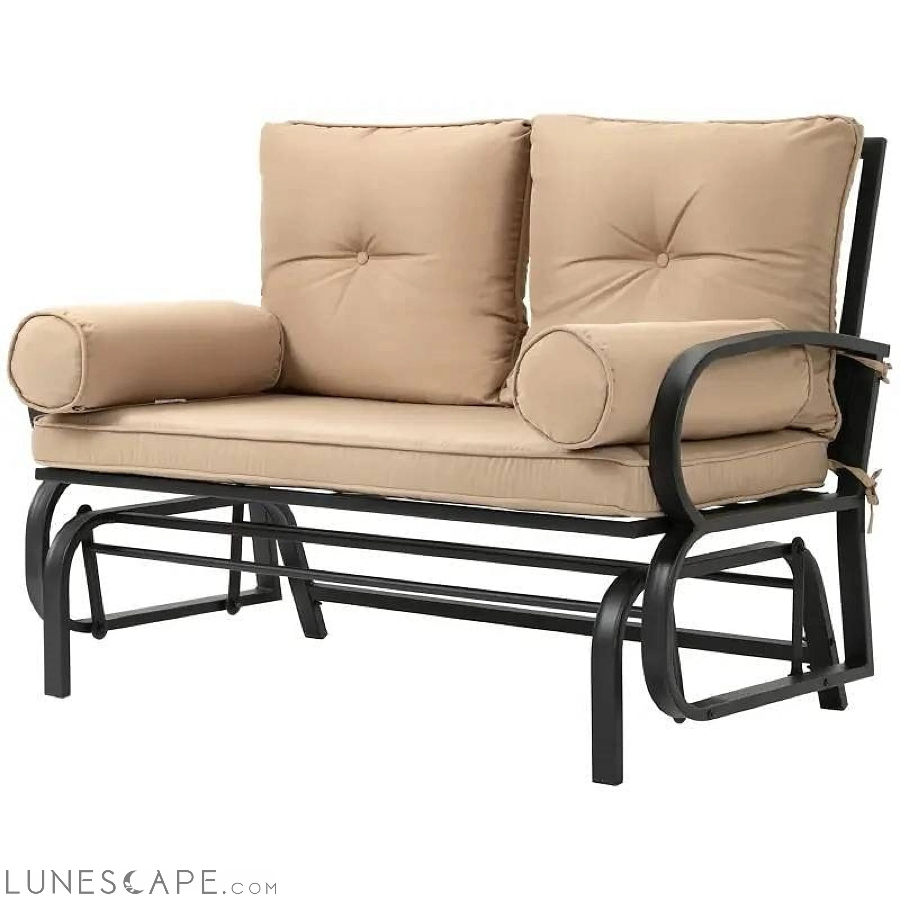 Outdoor Garden Patio Rocking Glider Chair Loveseat with Tan Khaki LUNESCAPE