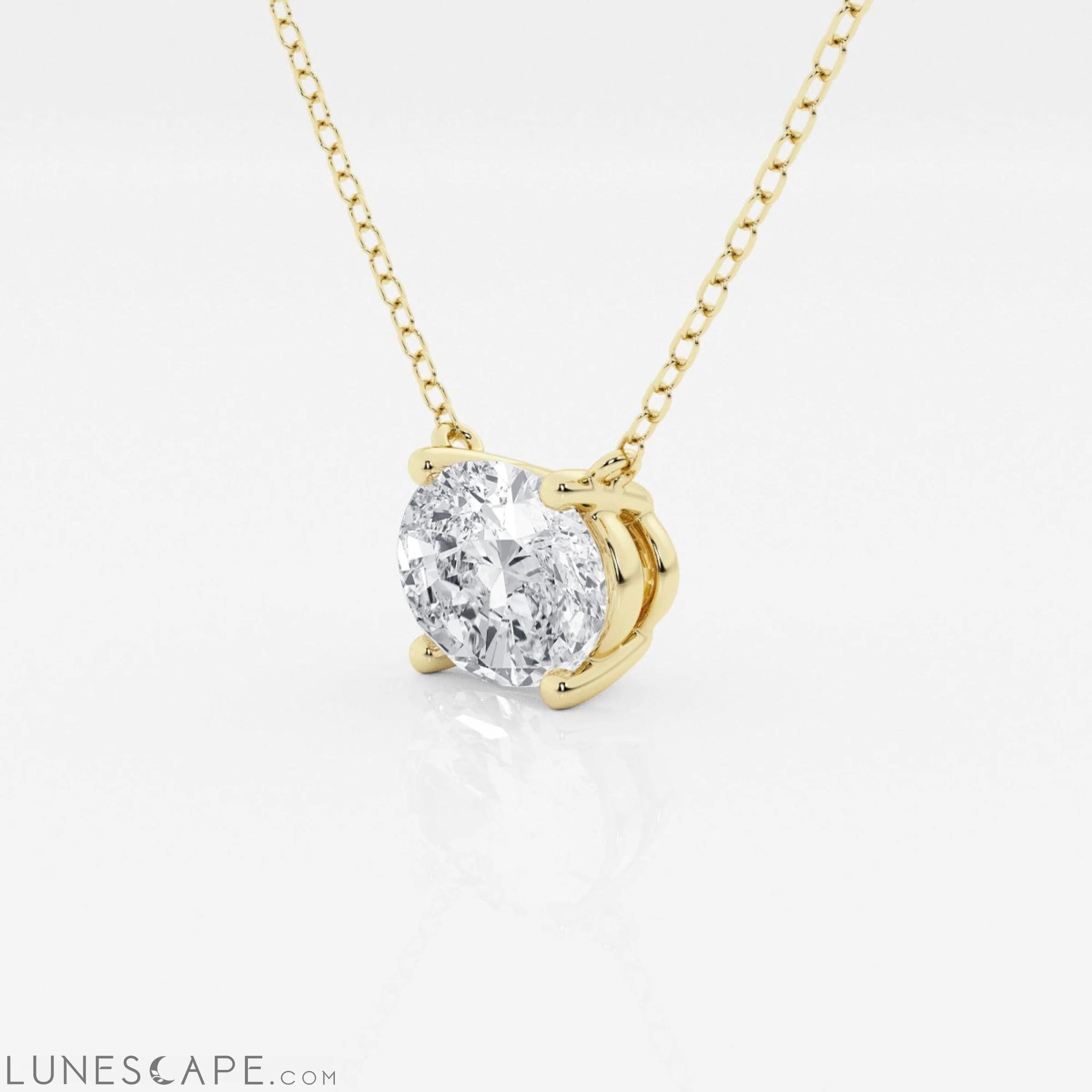 Oval Diamond Solitaire Pendant in White /Yellow LUNESCAPE