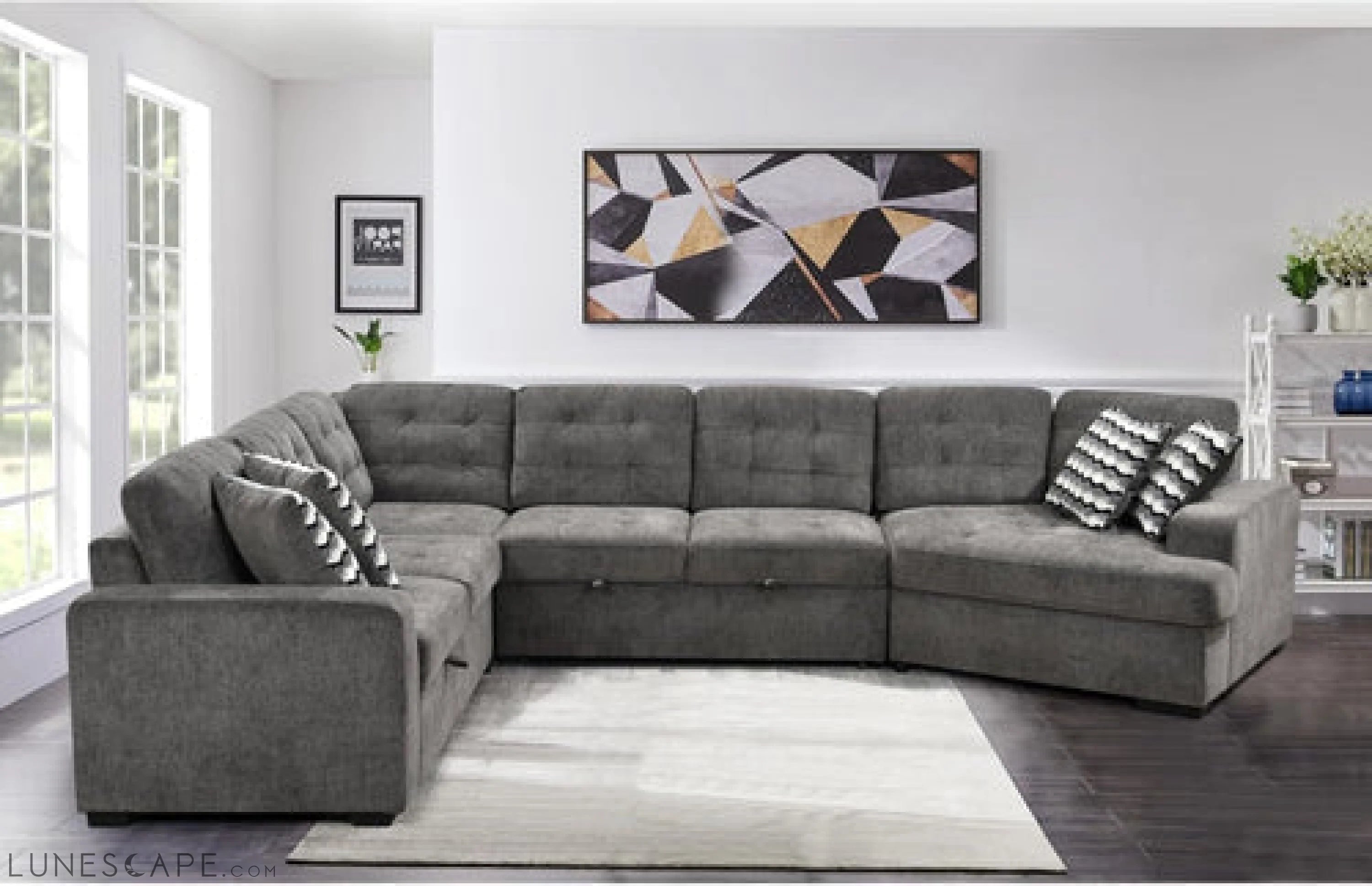 Oversized Sectional Sleeper Sofa with Chaise LUNESCAPE